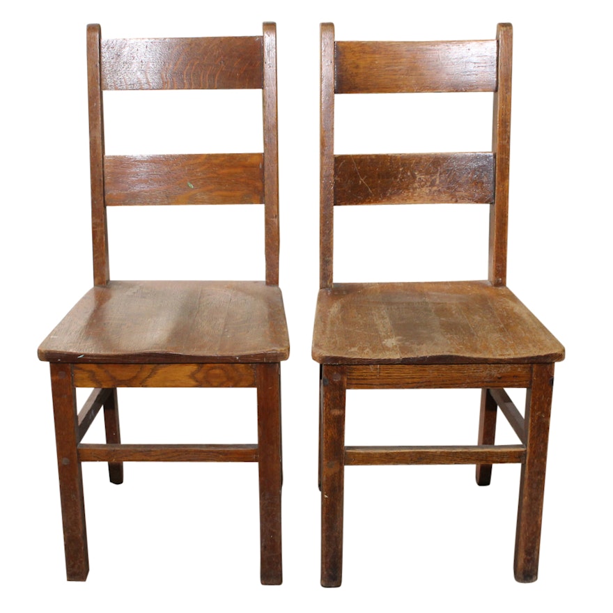 Two Oak Side Chairs, Early 20th Century