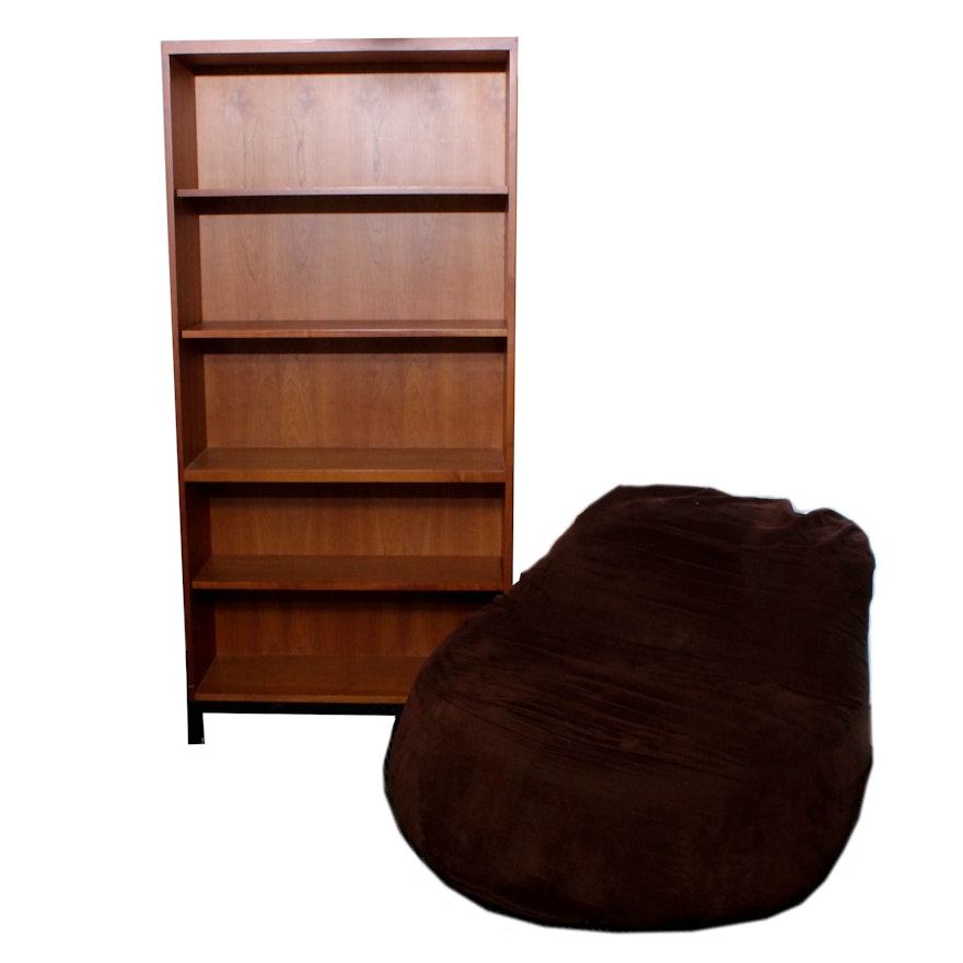 Sleep Inovations Chair with Contemporary Hardwood Veneer Bookcase