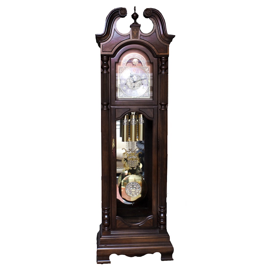 Limited Edition Grandfather Clock in Cherry with Mahogany Inlay by Howard Miller