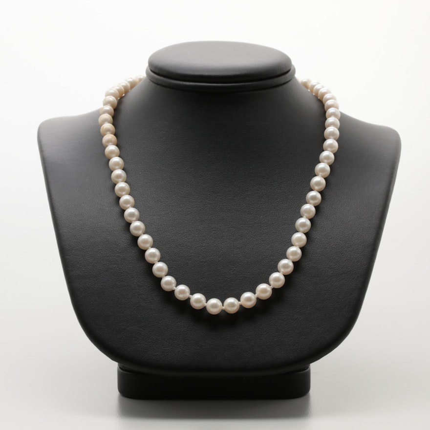 14K Yellow Gold Cultured Pearl and Diamond Necklace