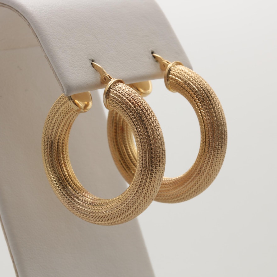 UnoAErre 14K Yellow Gold Italian Textured Earrings