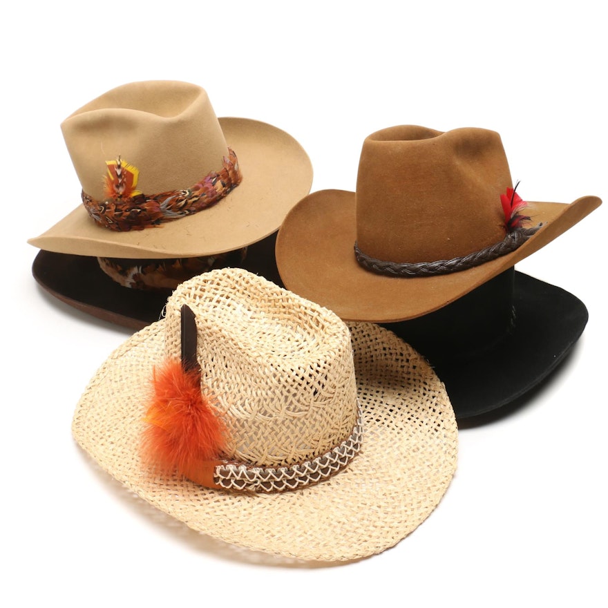 Men's Western Style Hats Including Batsakes Bros