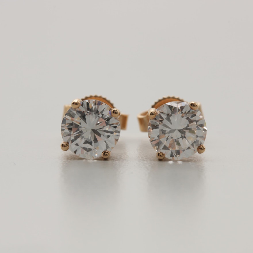 14K Yellow Gold 1.66 CTW Diamond Stud Earrings