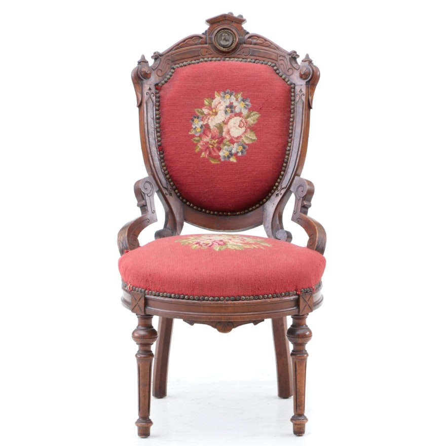 Victorian Walnut Parlor Side Chair, Mid-19th Century