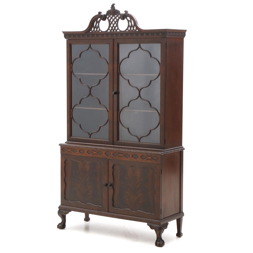 1940s Chippendale Style China Cabinet in Mahogany