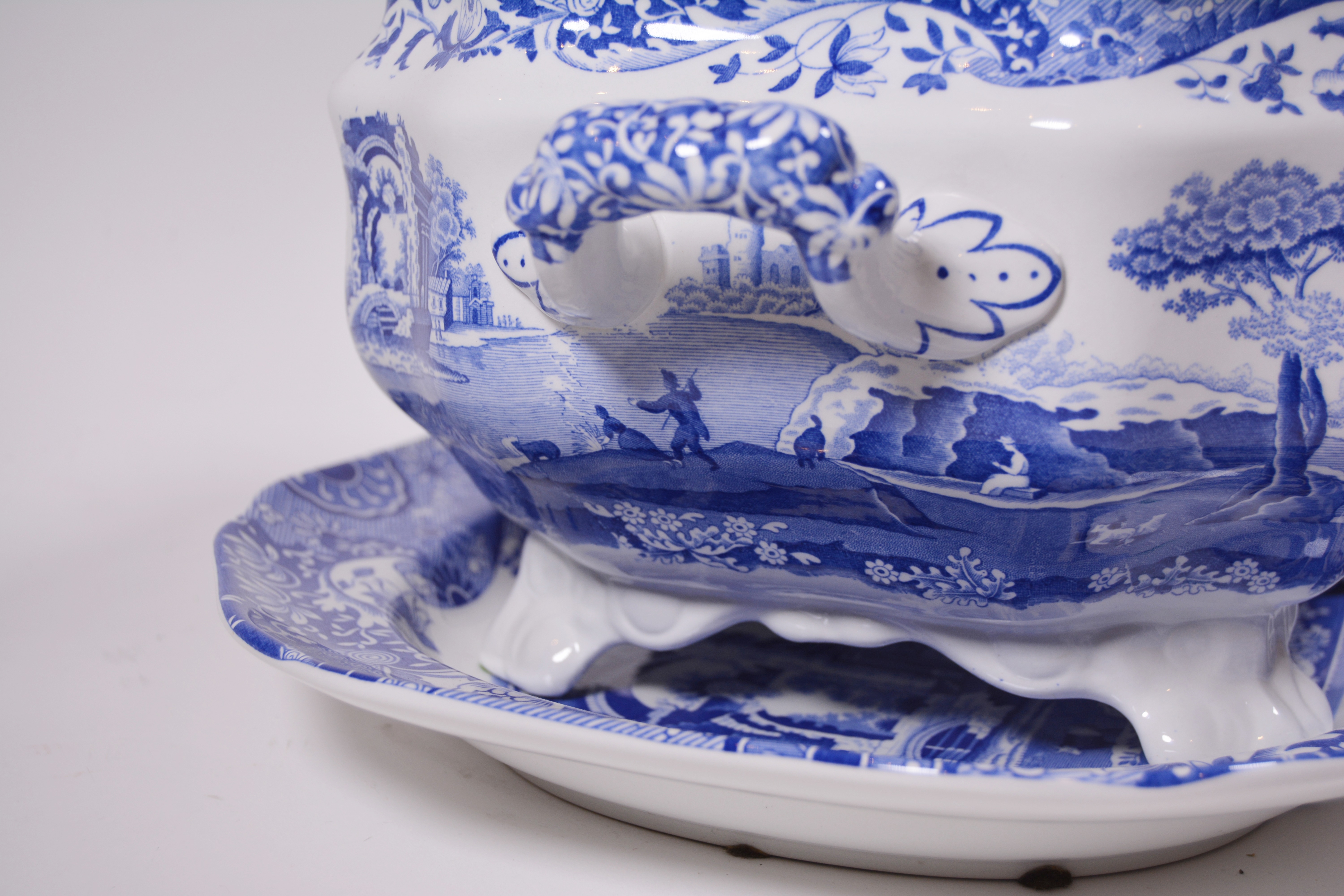 Spode "Blue Italian" Earthenware Lidded Tureen with Ladle and Underplate