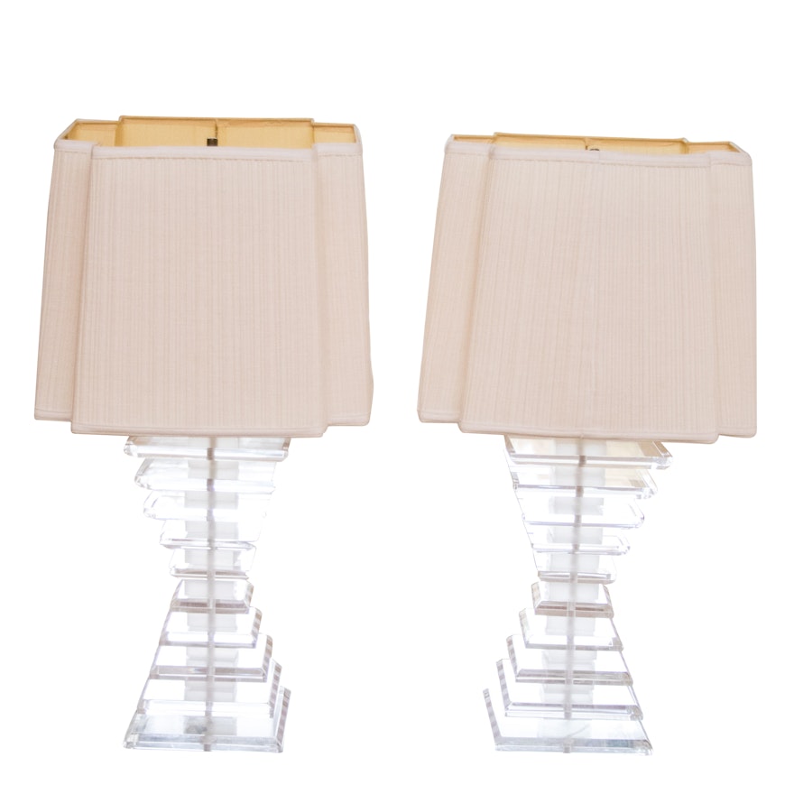 Mid Century Modern Stacked Acrylic Table Lamps