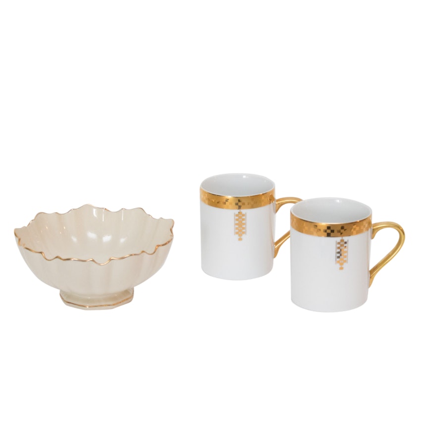 Tiffany & Co. Frank Lloyd Wright "Imperial" Mugs with Lenox Bowl