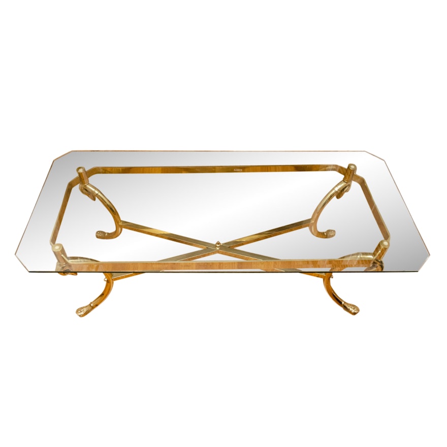 Regency Style Glass and Brass Coffee Table, 20th Century