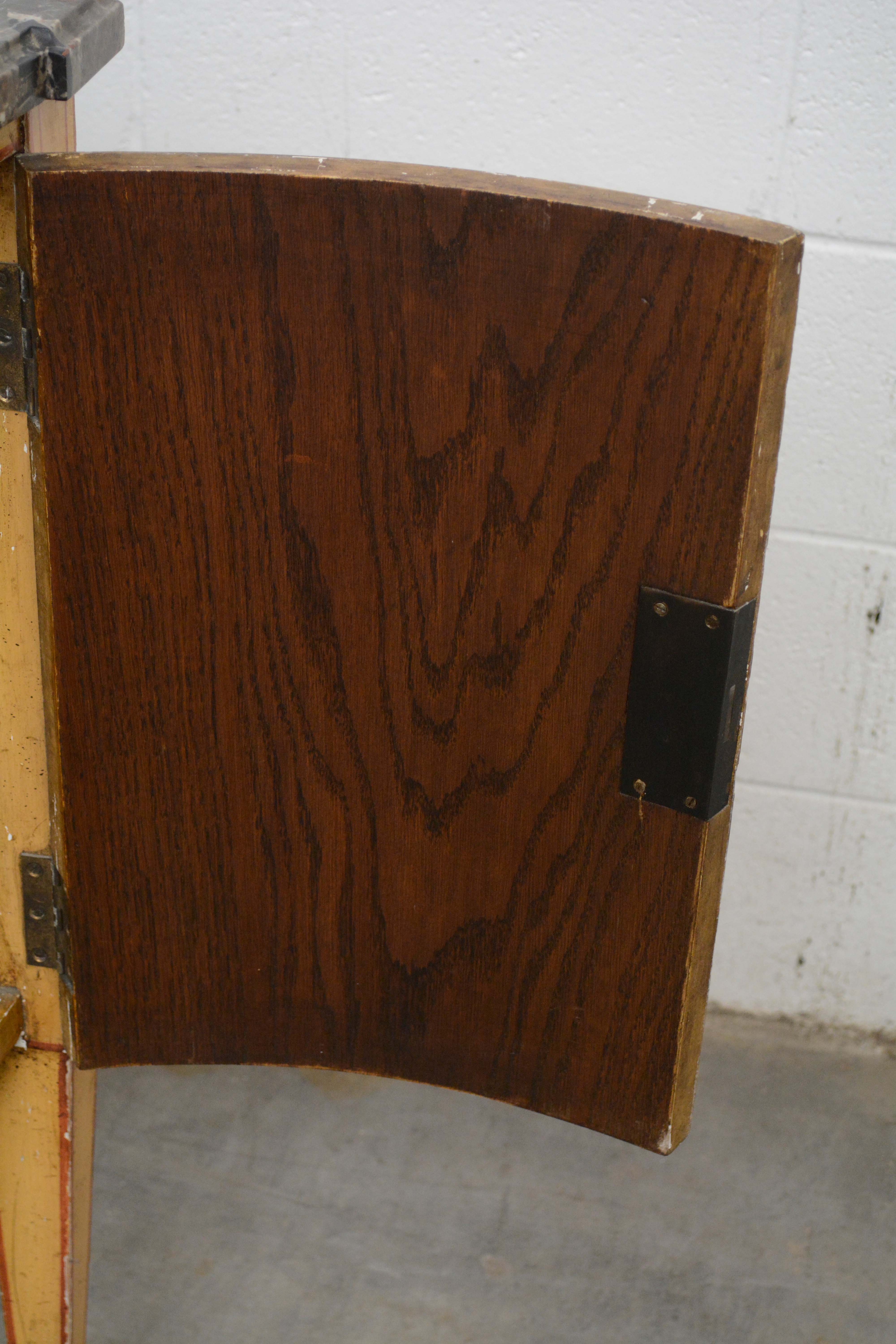 Louis XVI Style Painted Oak and Marble Top Demilune Commode, 20th Century