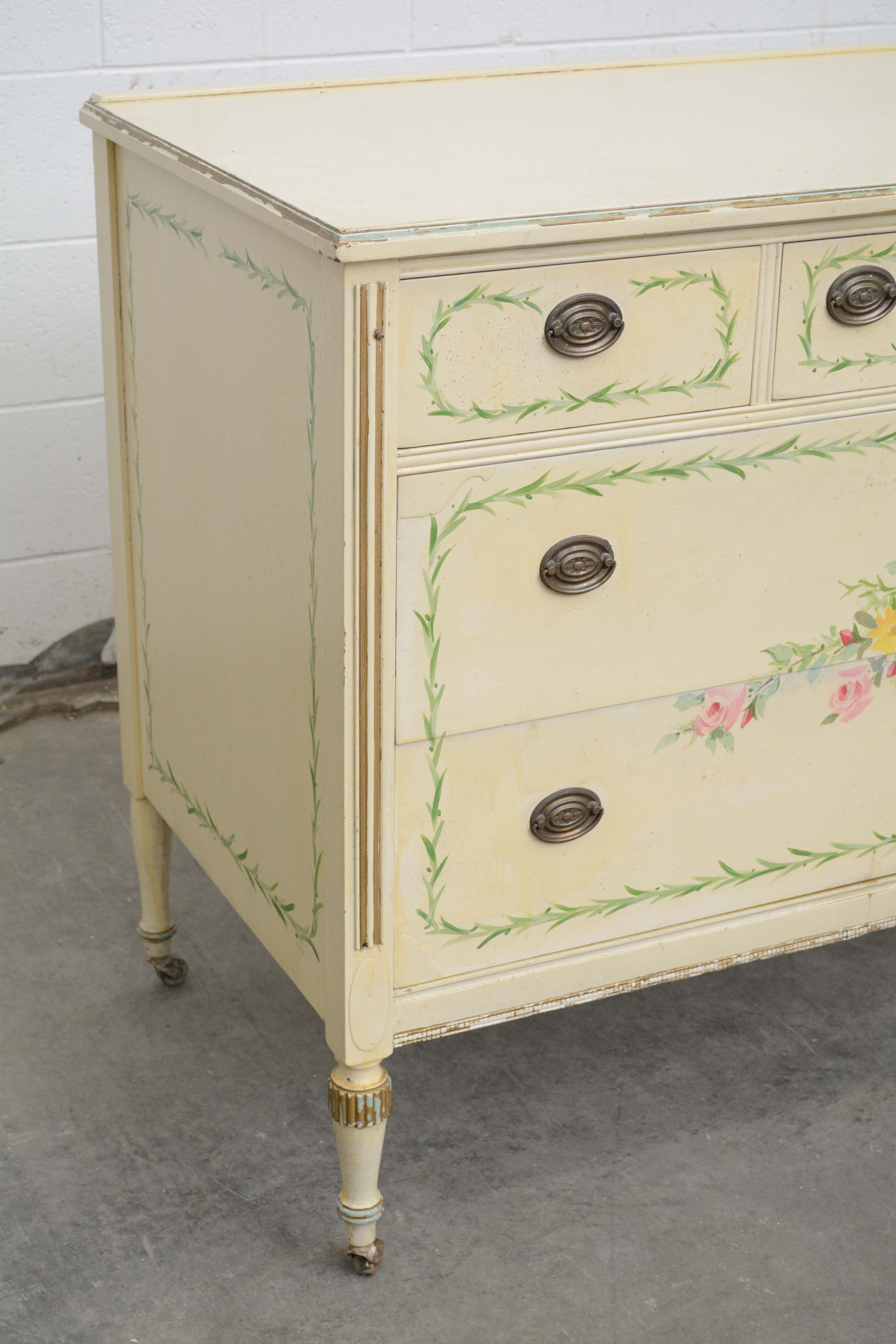 French Provincial Style Painted Wood Chest of Drawers, Early/Mid 20th Century