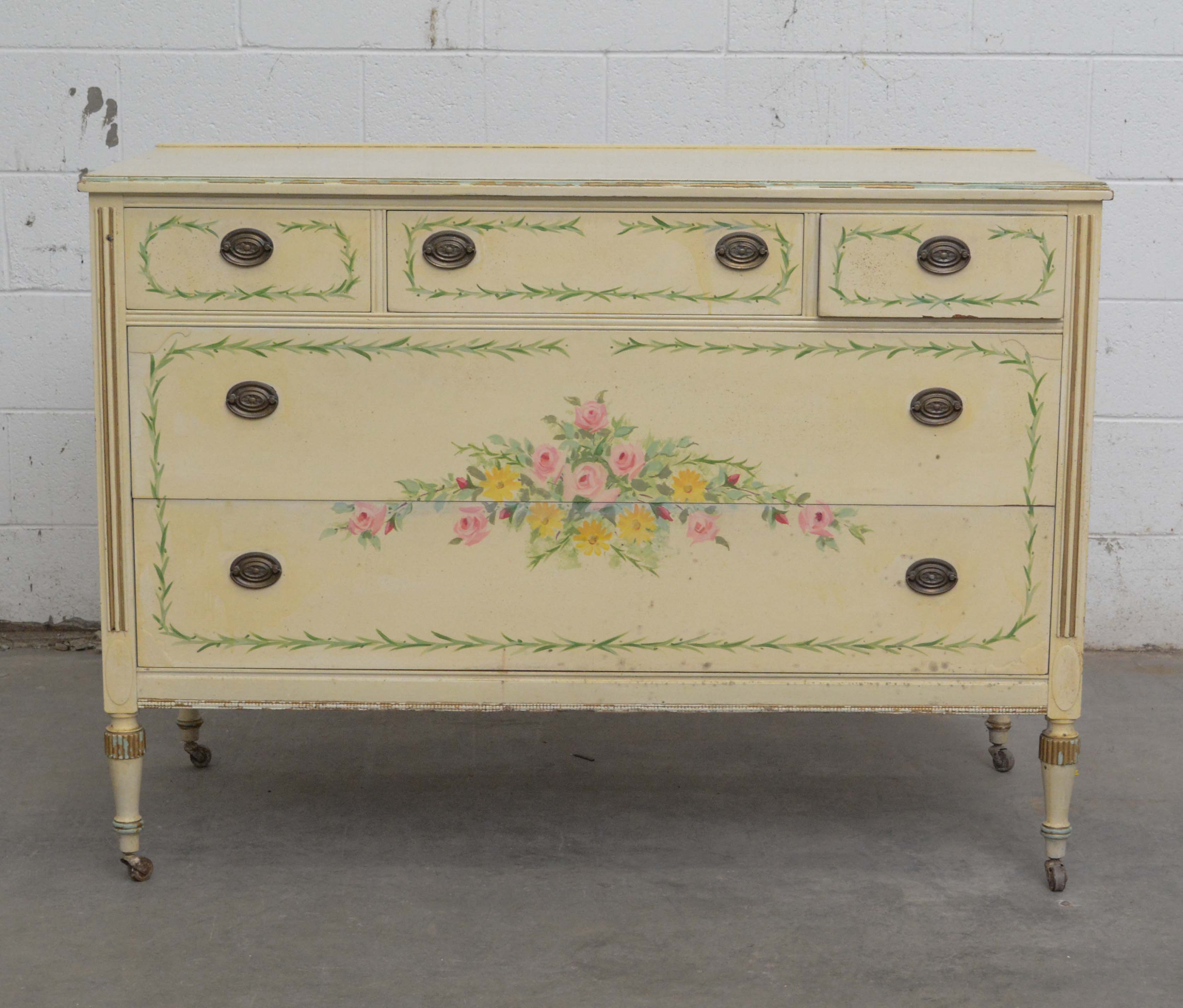French Provincial Style Painted Wood Chest of Drawers, Early/Mid 20th Century