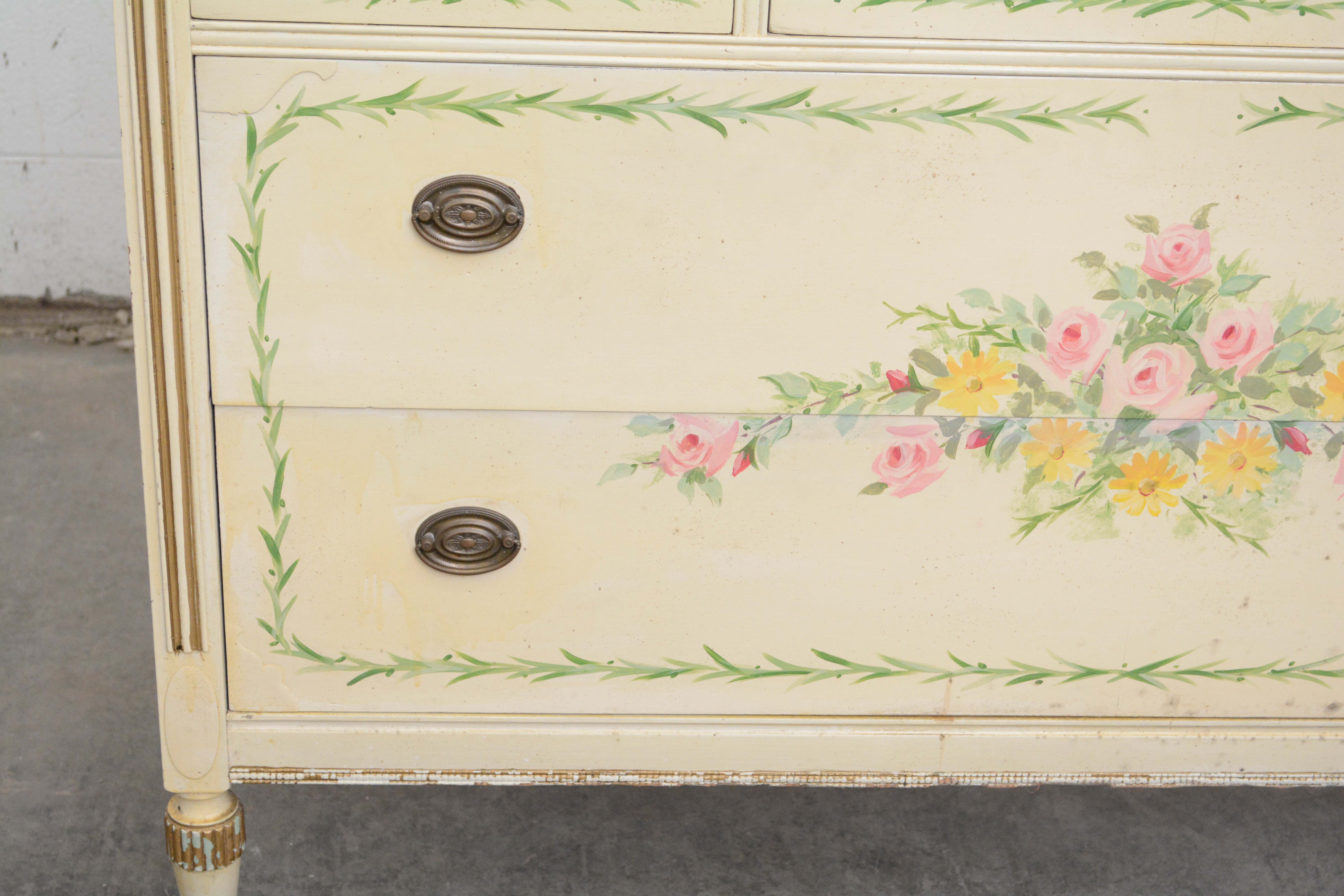 French Provincial Style Painted Wood Chest of Drawers, Early/Mid 20th Century