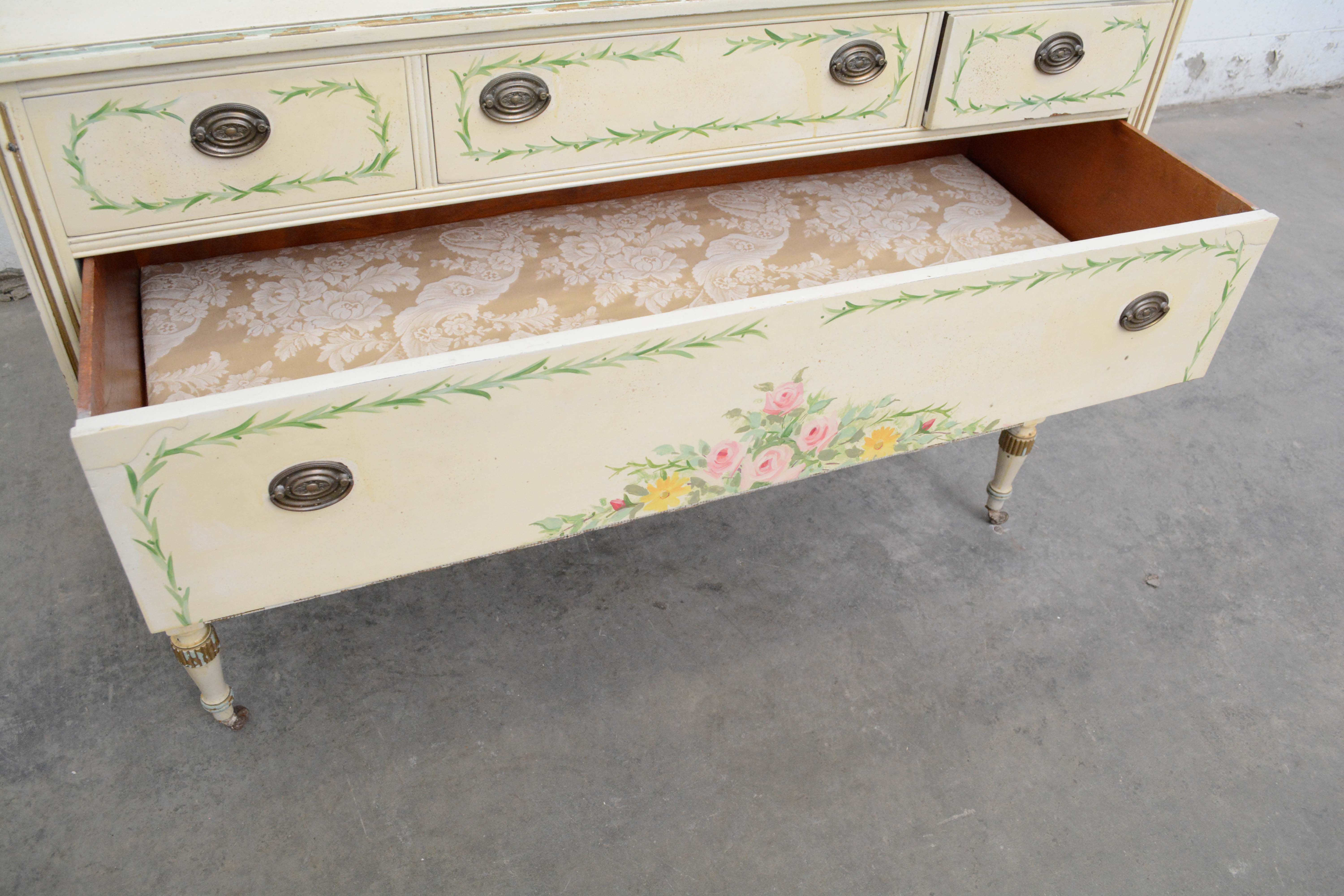 French Provincial Style Painted Wood Chest of Drawers, Early/Mid 20th Century