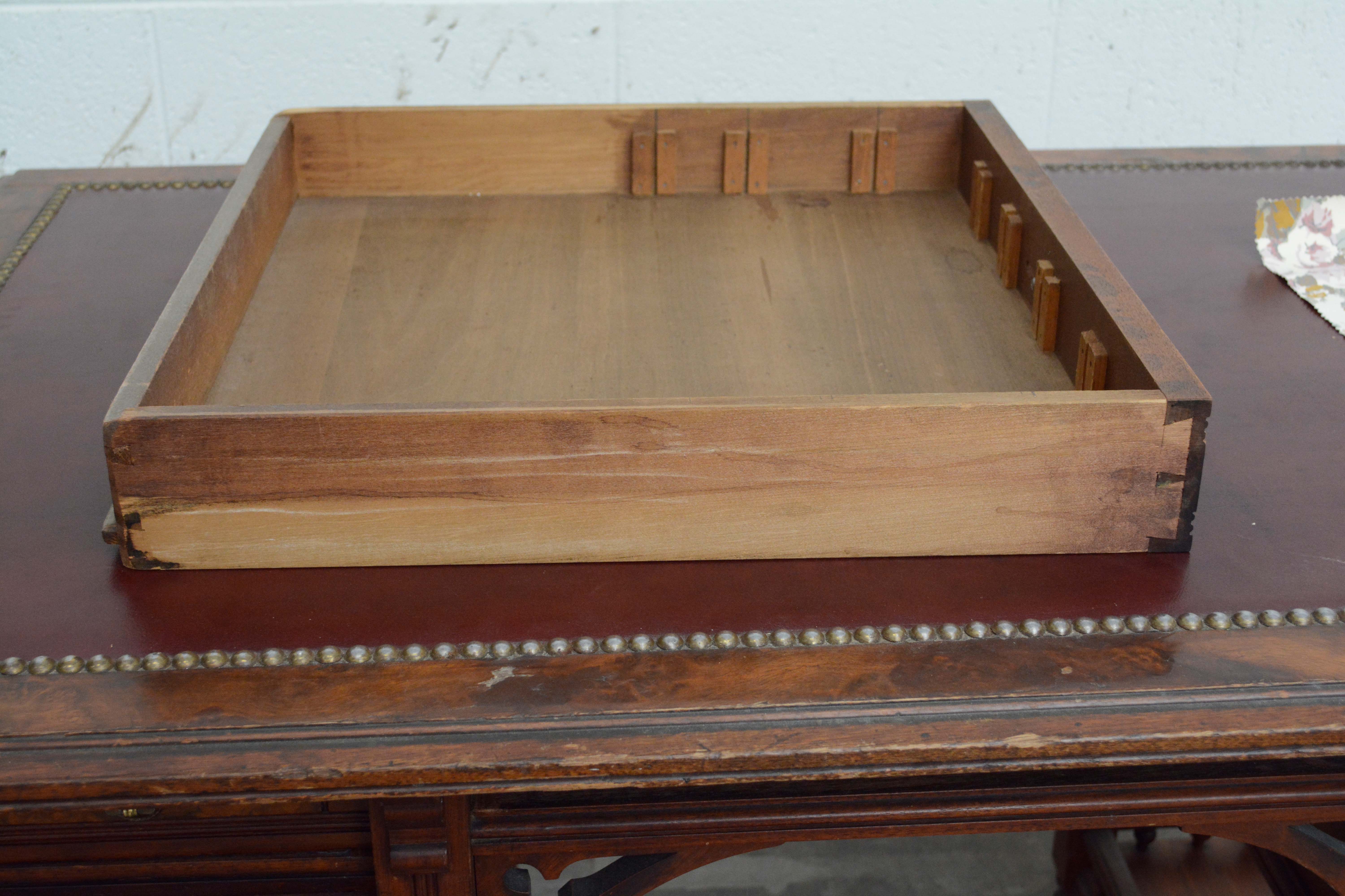 Victorian Walnut Kneehole Pedestal Desk, Late 19th Century