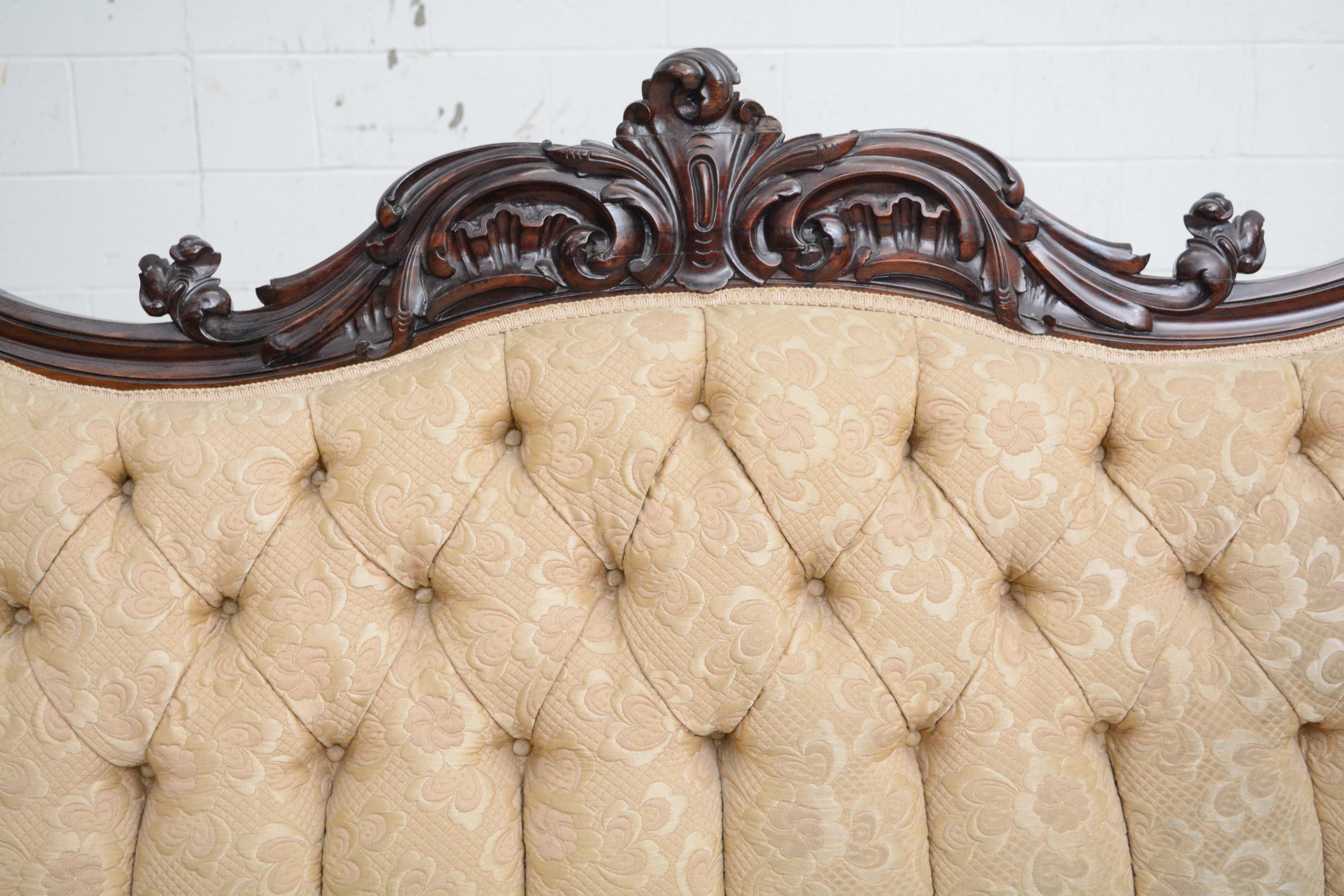 Victorian Carved Mahogany Sofa, Late 19th Century