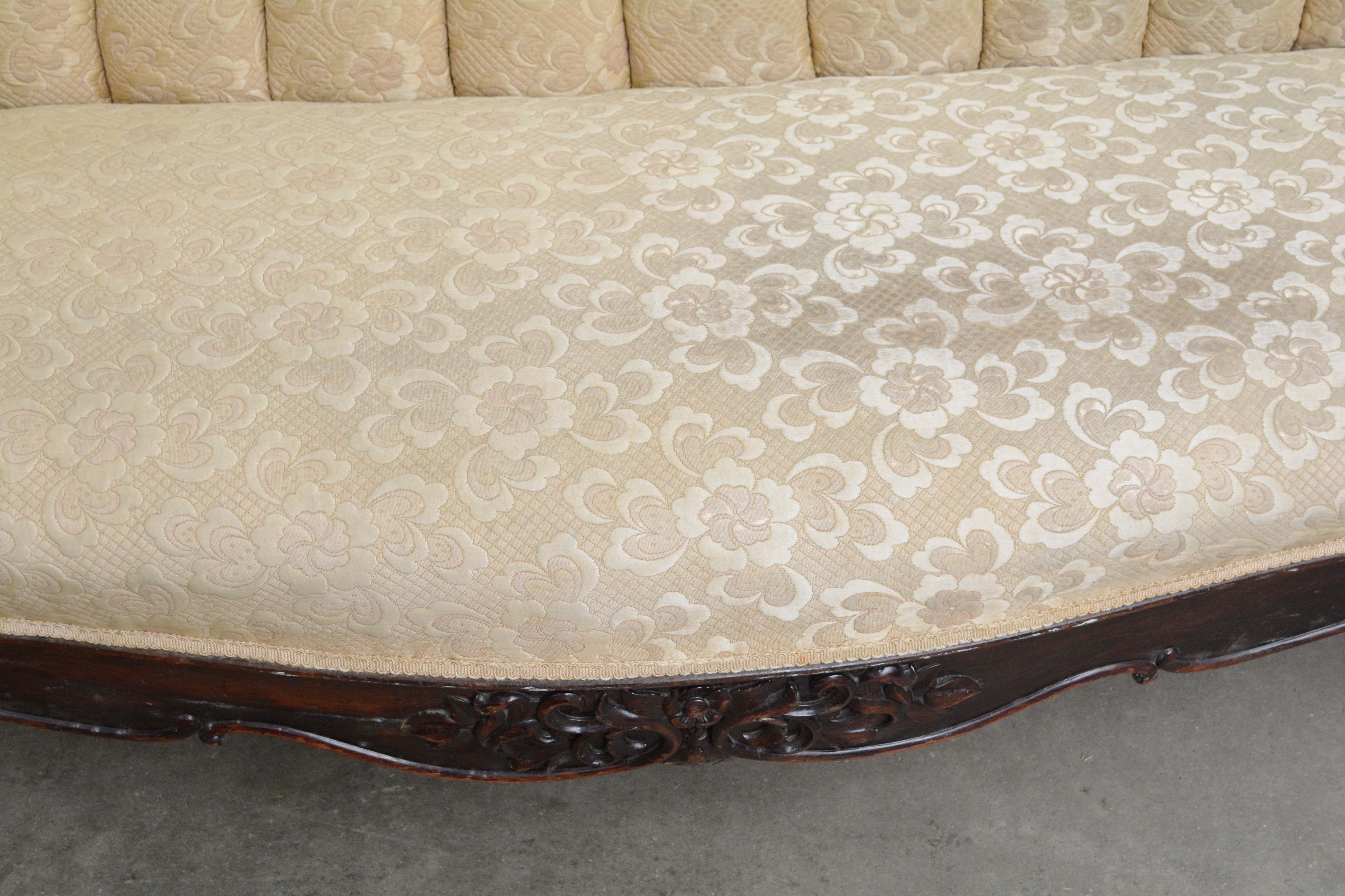 Victorian Carved Mahogany Sofa, Late 19th Century