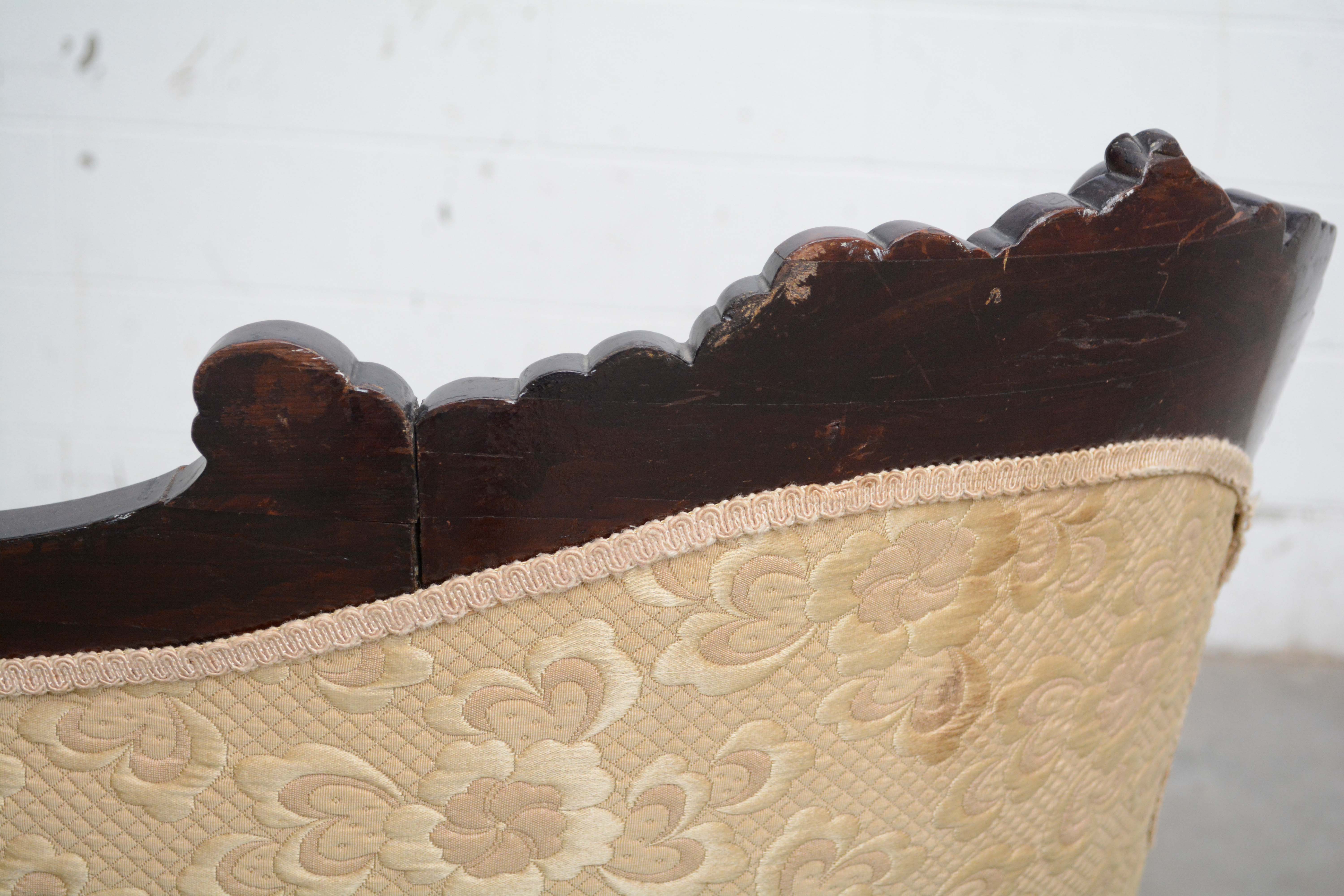 Victorian Carved Mahogany Sofa, Late 19th Century