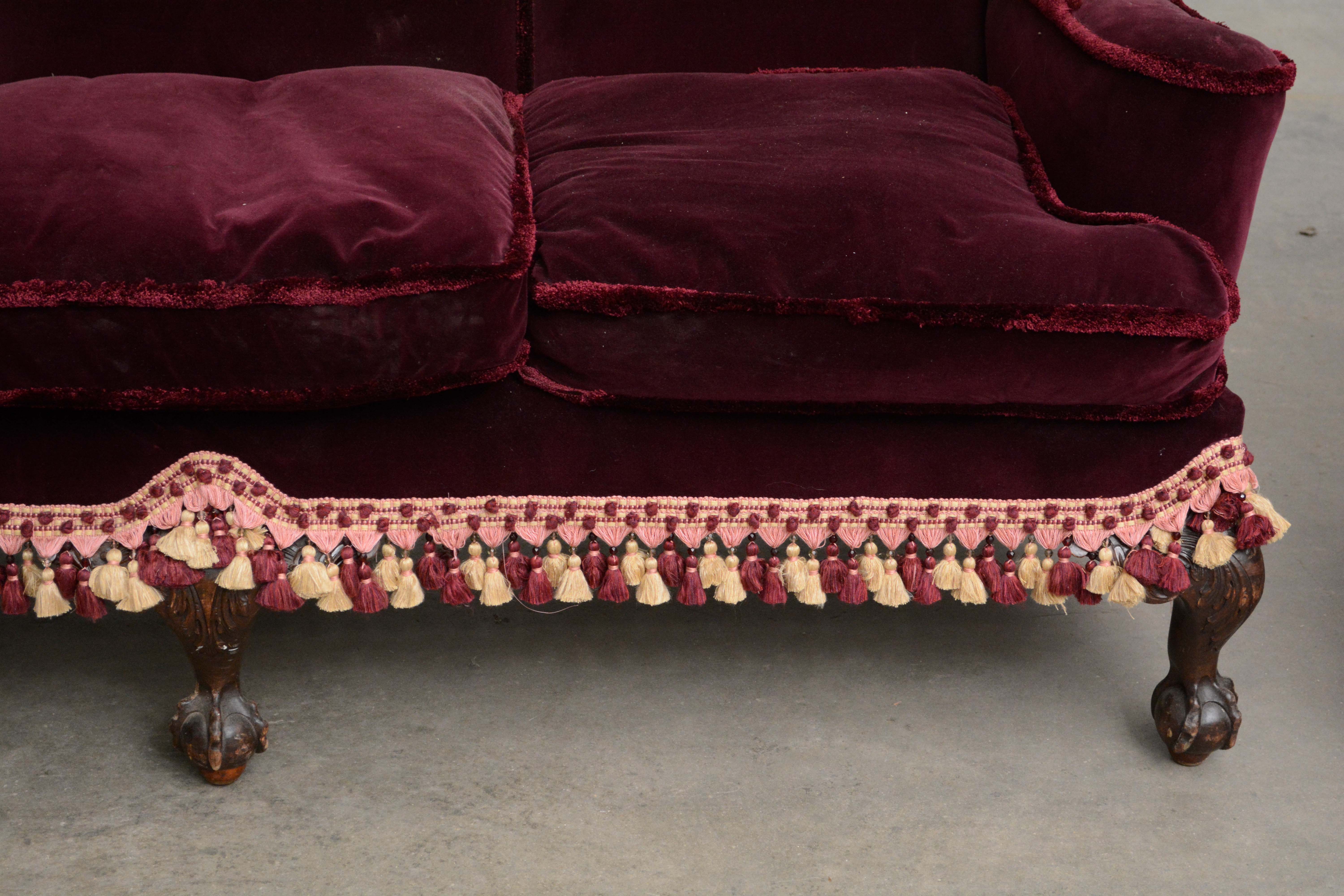 Renaissance Revival Style Upholstered Sofa and Armchairs, Early 20th Century