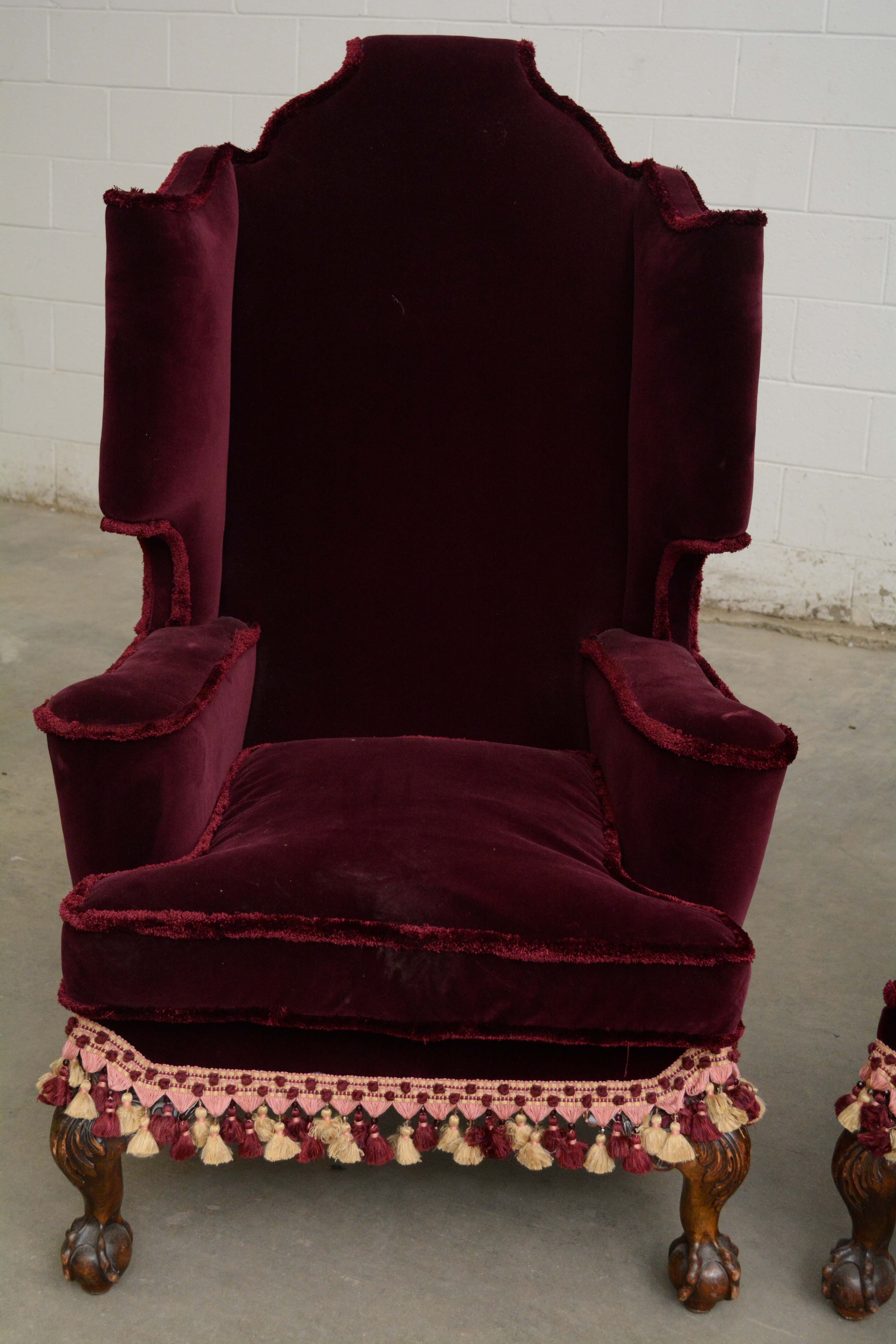 Renaissance Revival Style Upholstered Sofa and Armchairs, Early 20th Century