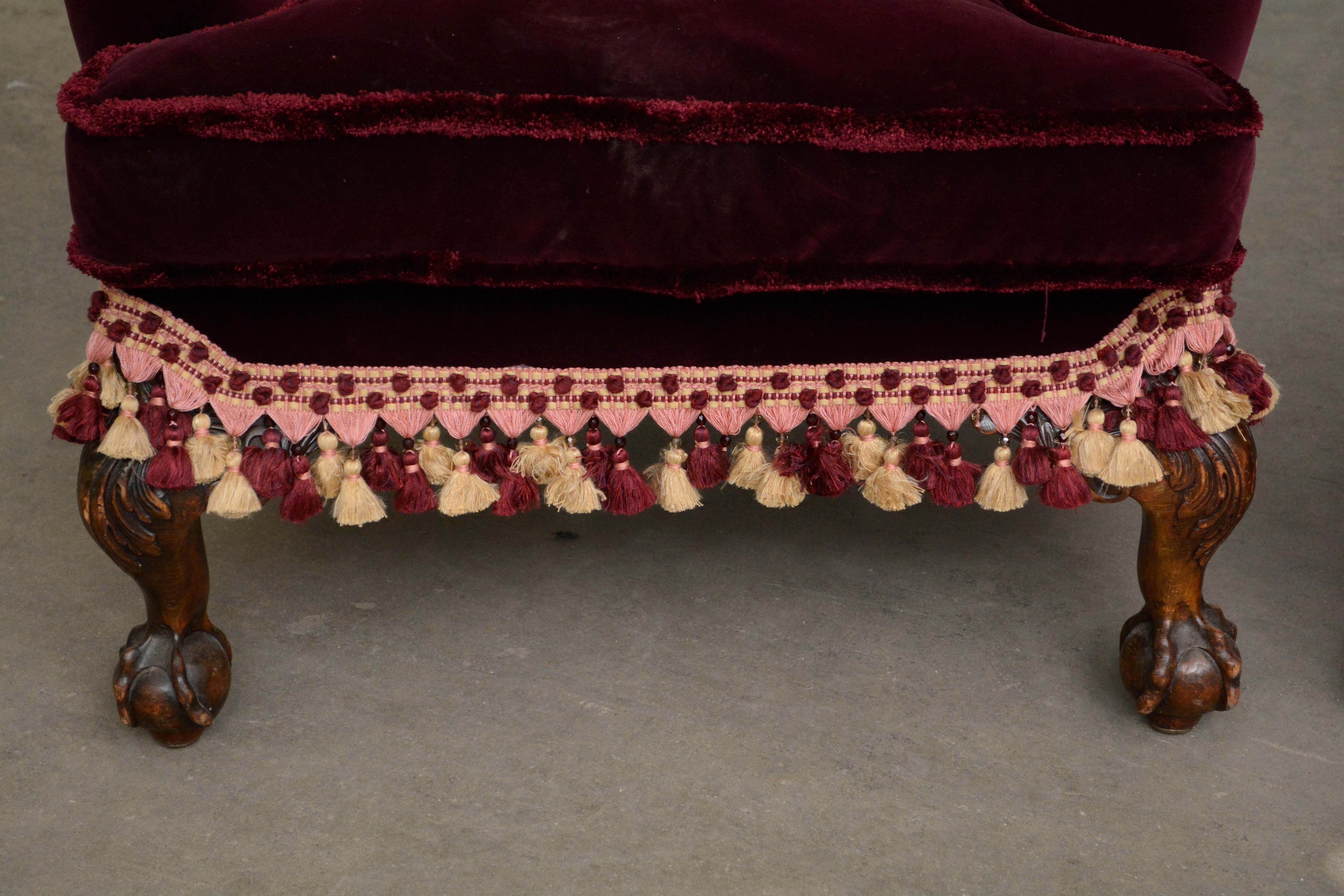 Renaissance Revival Style Upholstered Sofa and Armchairs, Early 20th Century