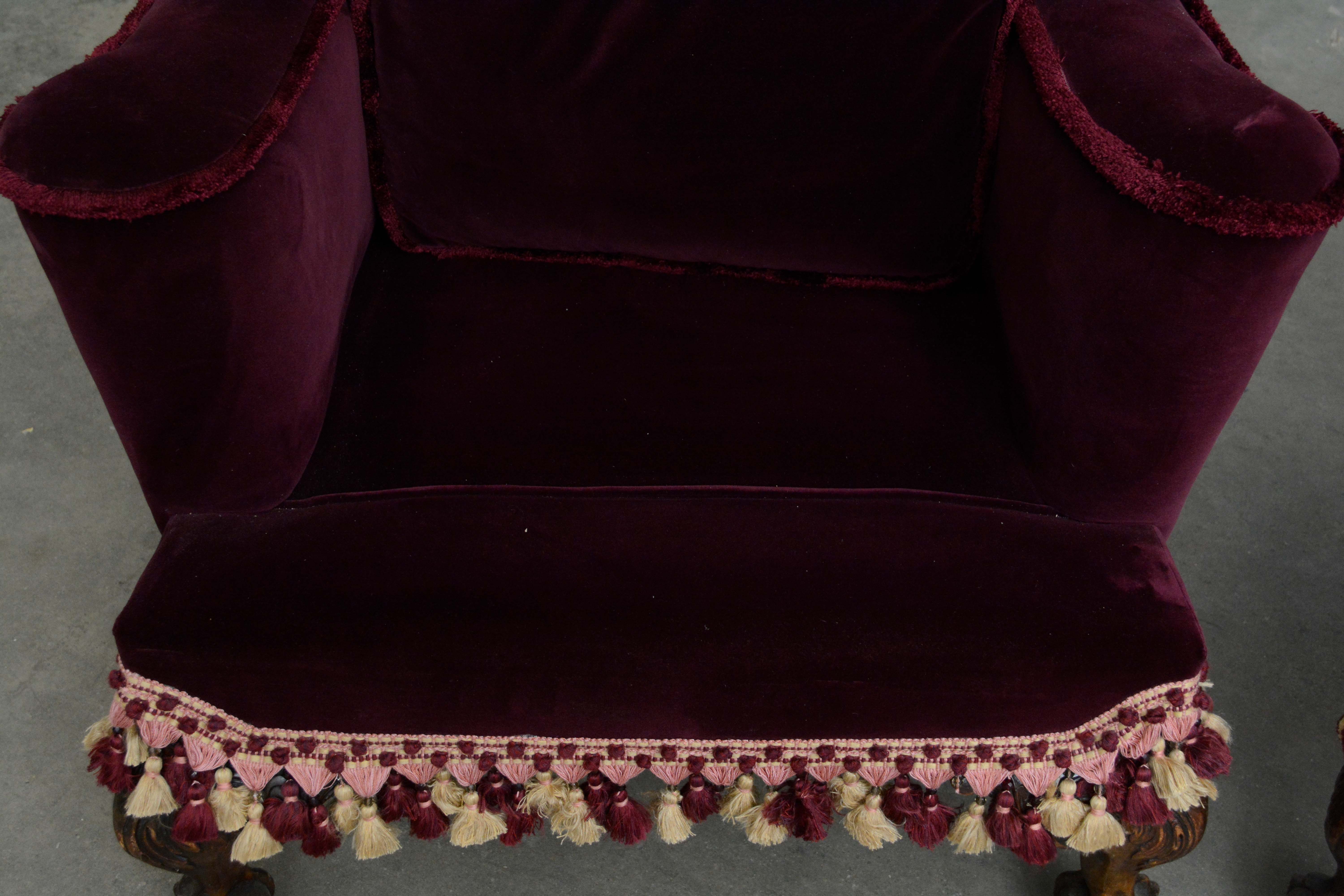 Renaissance Revival Style Upholstered Sofa and Armchairs, Early 20th Century