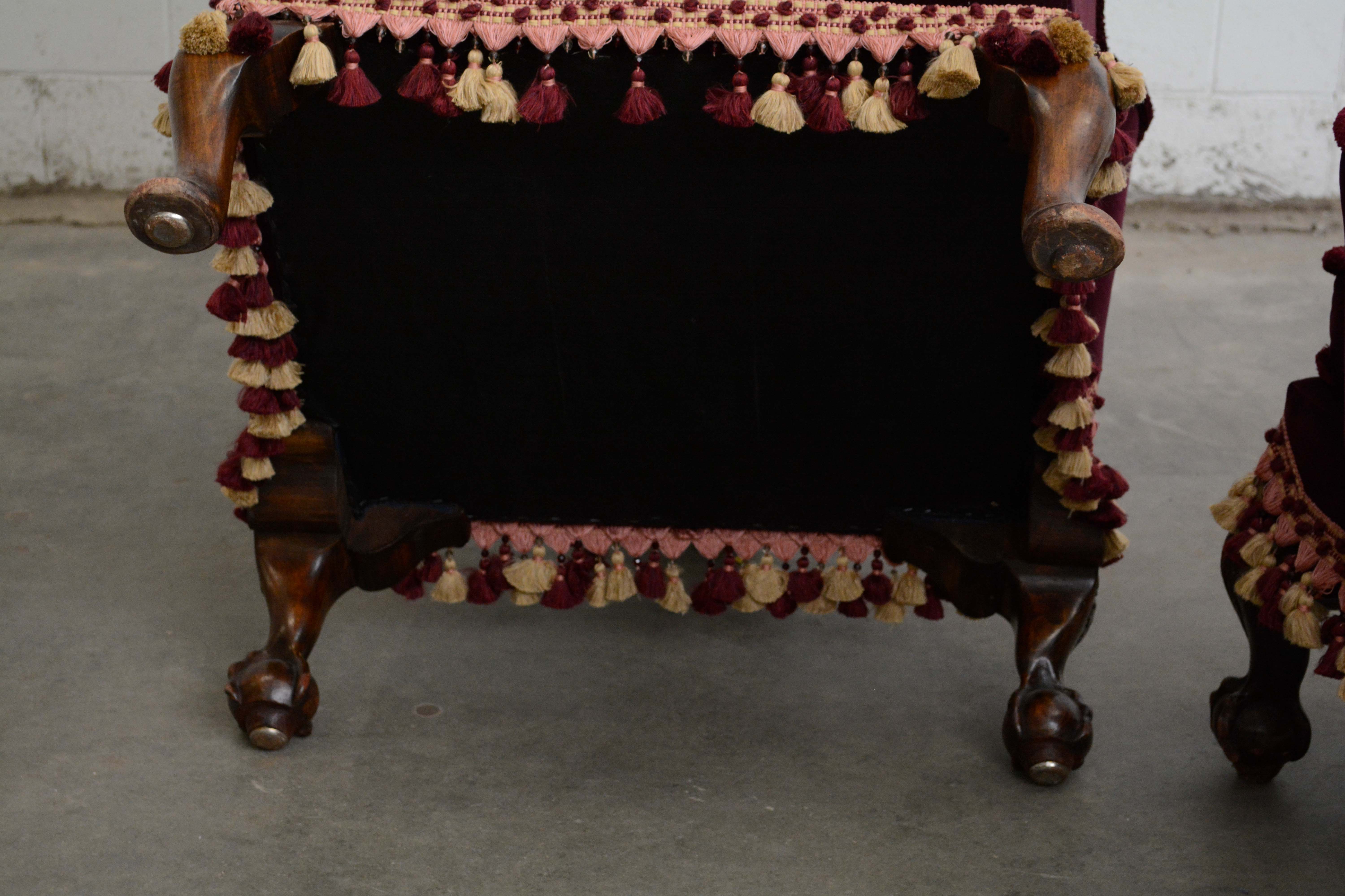 Renaissance Revival Style Upholstered Sofa and Armchairs, Early 20th Century