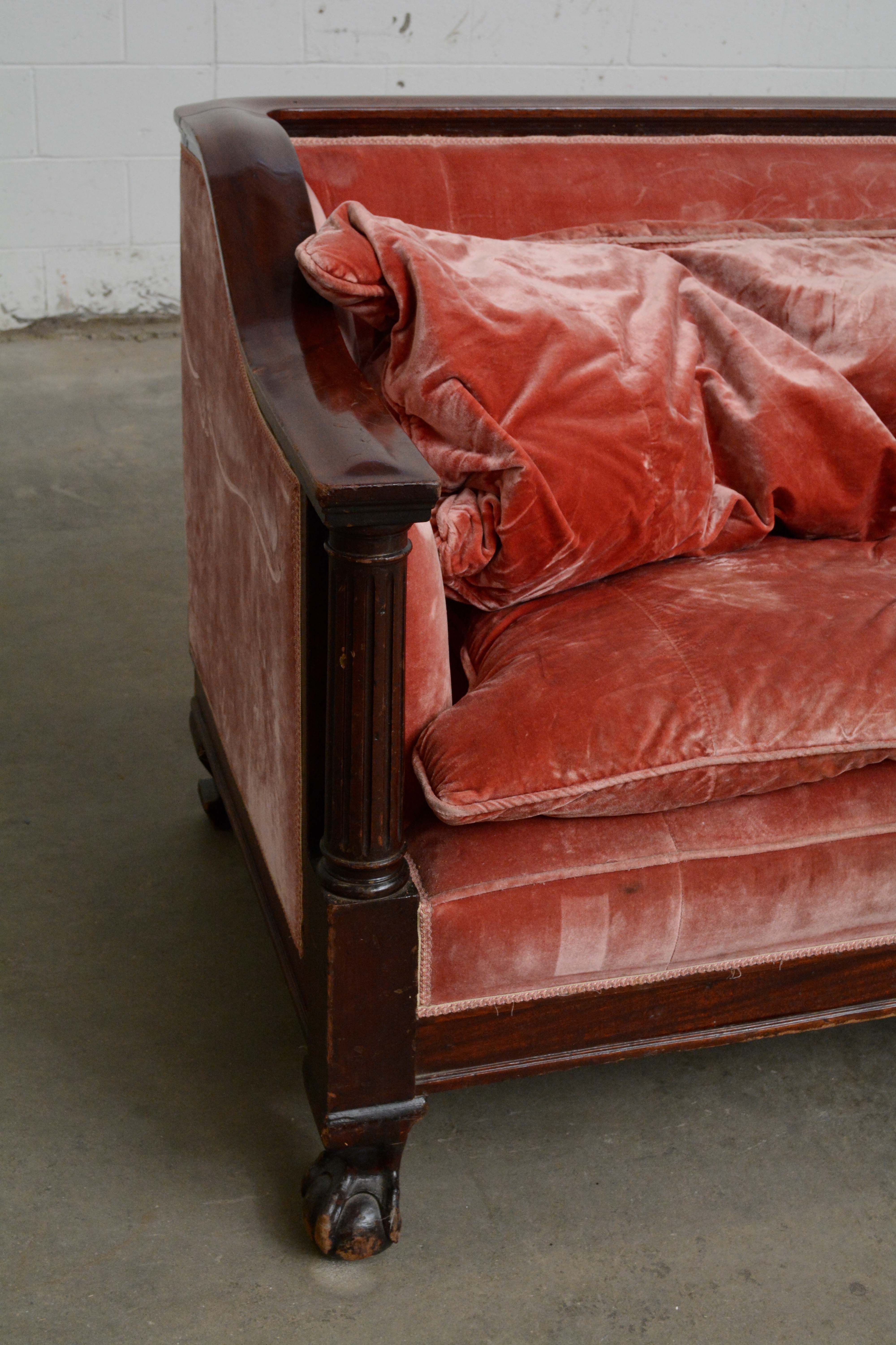 American Empire Style Mahogany Sofa, Early 20th Century