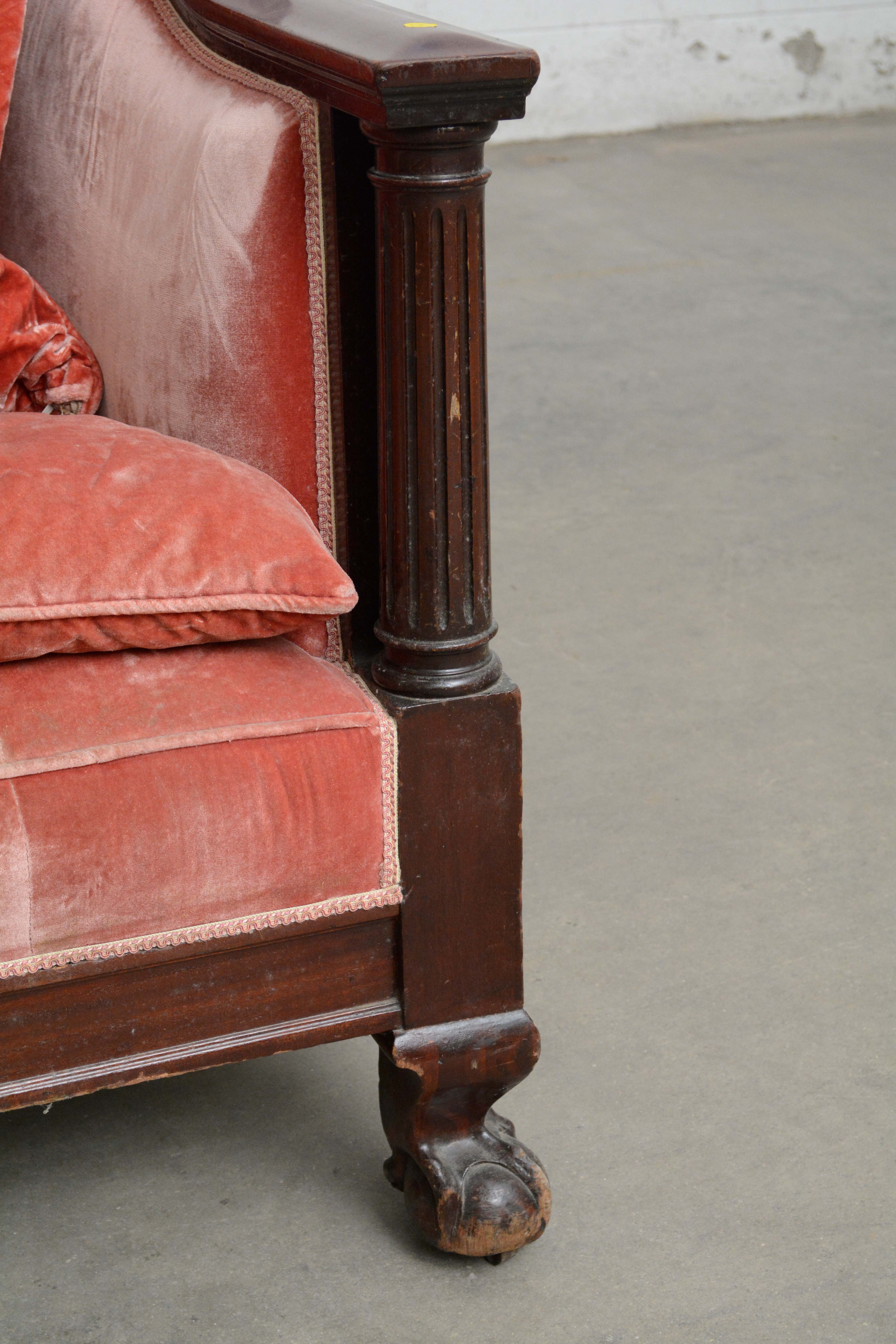 American Empire Style Mahogany Sofa, Early 20th Century