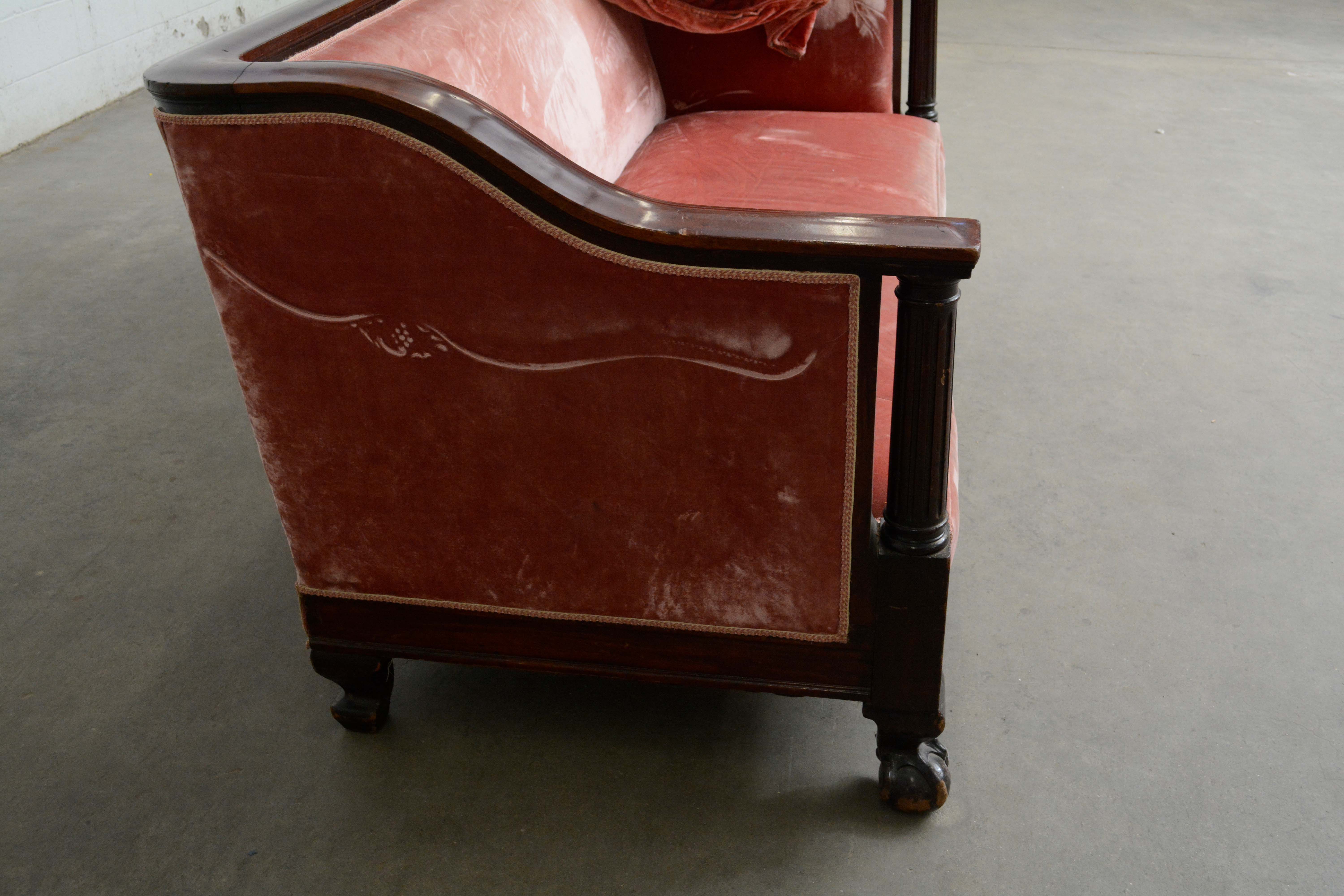 American Empire Style Mahogany Sofa, Early 20th Century