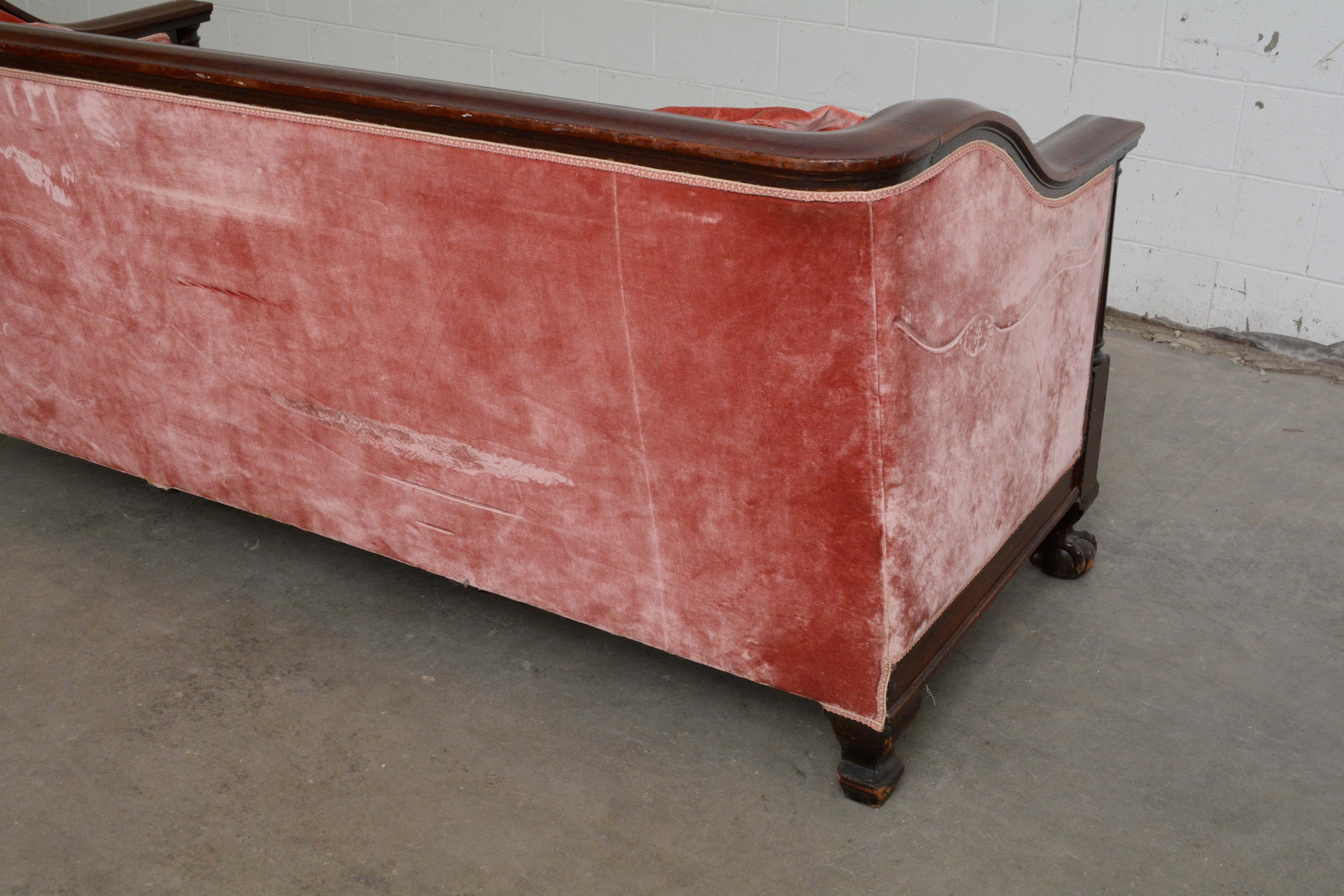 American Empire Style Mahogany Sofa, Early 20th Century