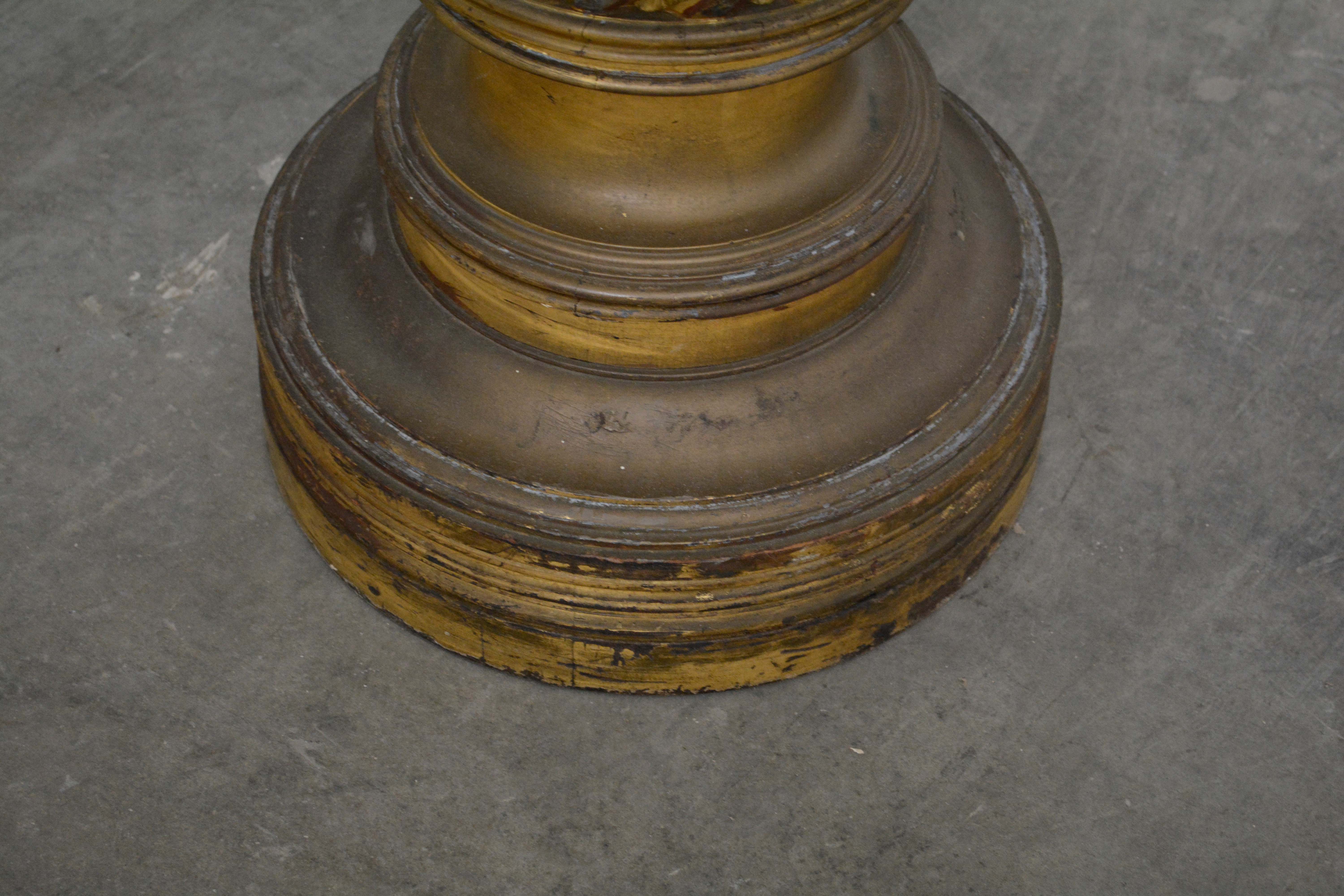 Neoclassical Style Giltwood and White Marble Pedestal, 20th Century