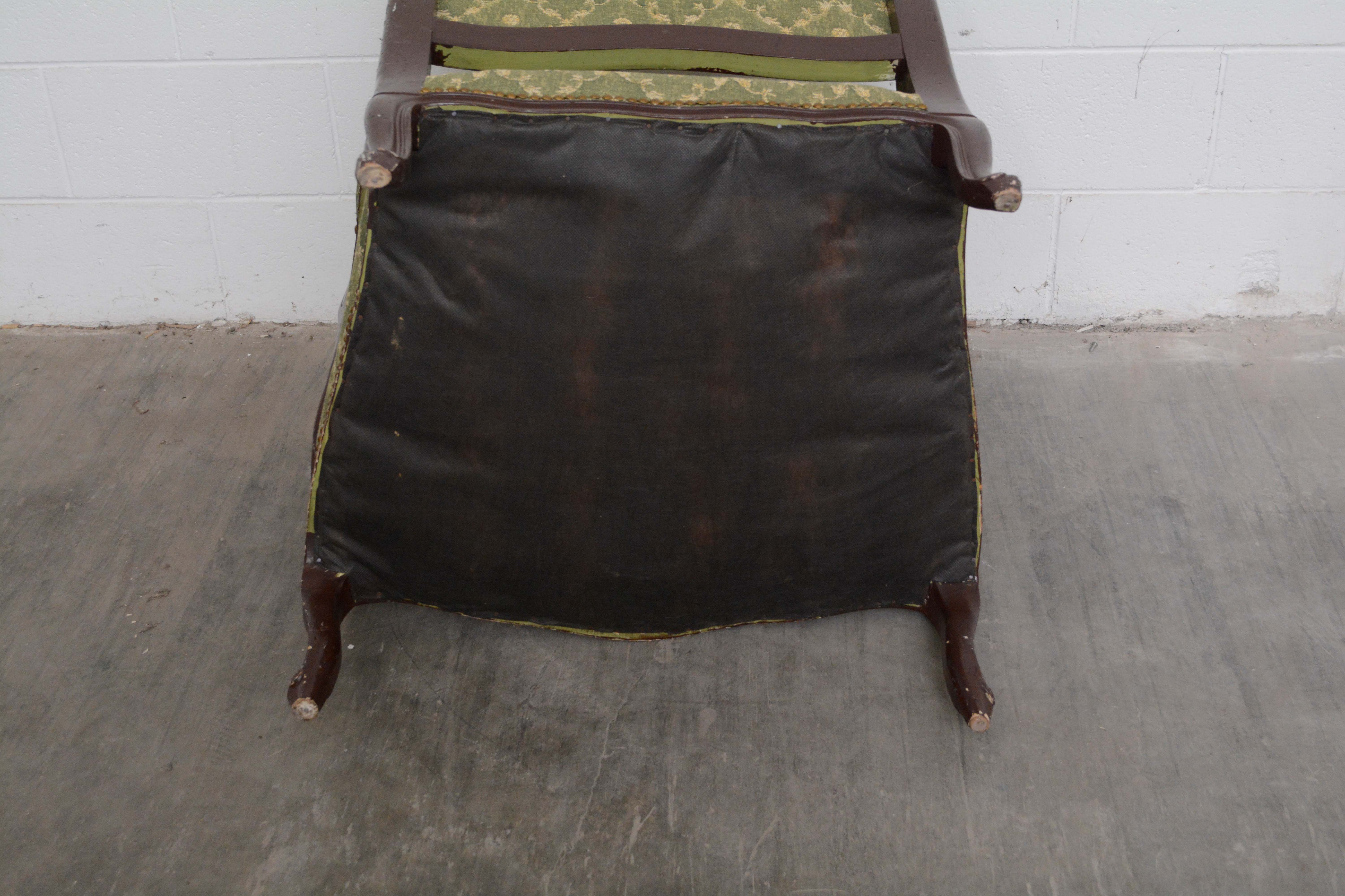 French Provincial Style Upholstered Bergere with Ottoman, 20th Century