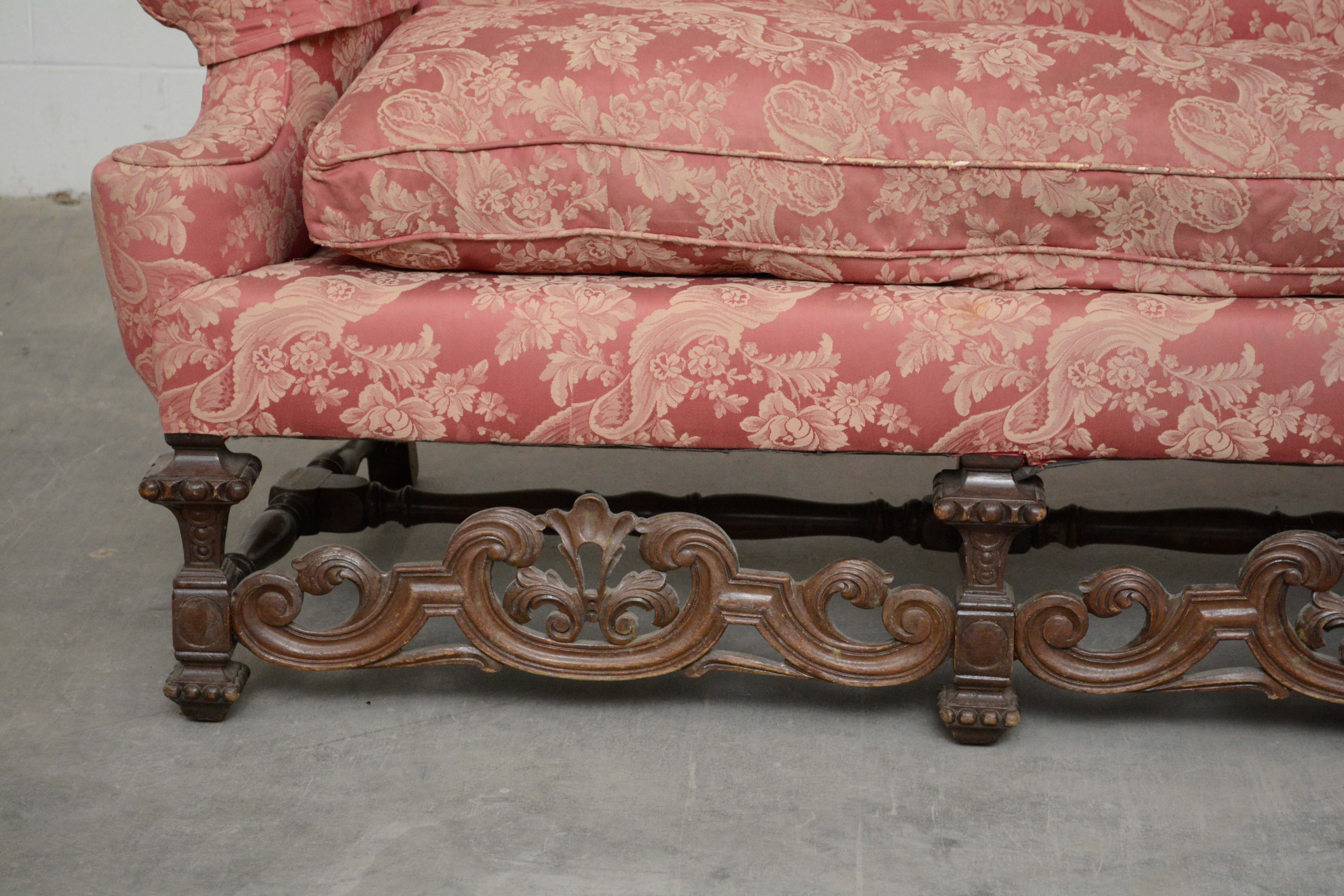 Renaissance Revival Style Upholstered Sofa, Early 20th Century