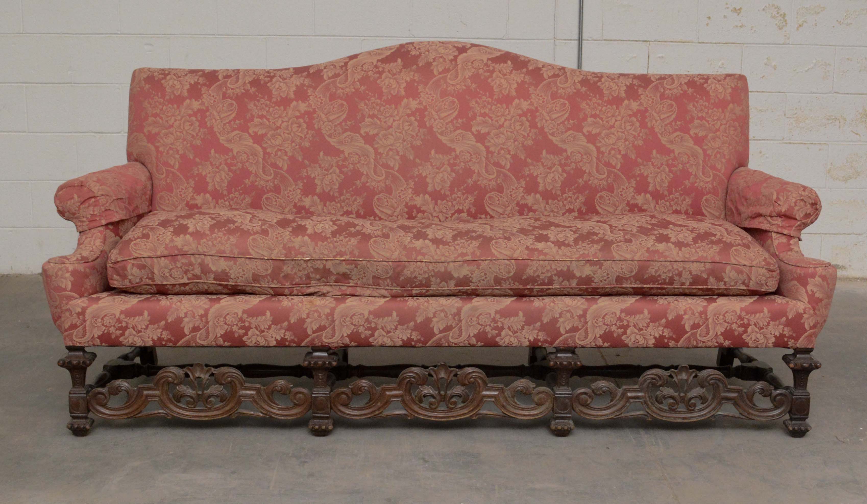 Renaissance Revival Style Upholstered Sofa, Early 20th Century