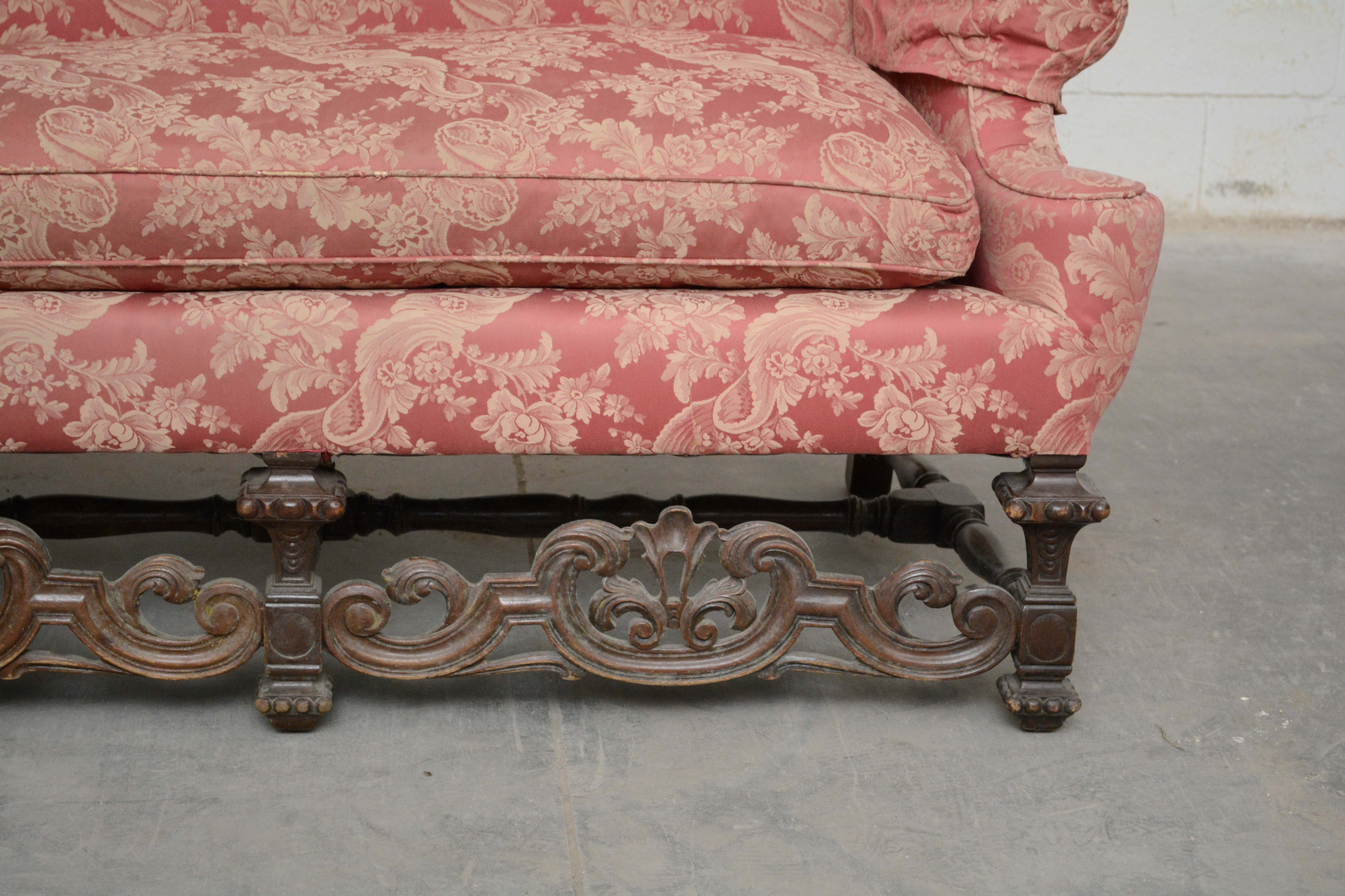 Renaissance Revival Style Upholstered Sofa, Early 20th Century