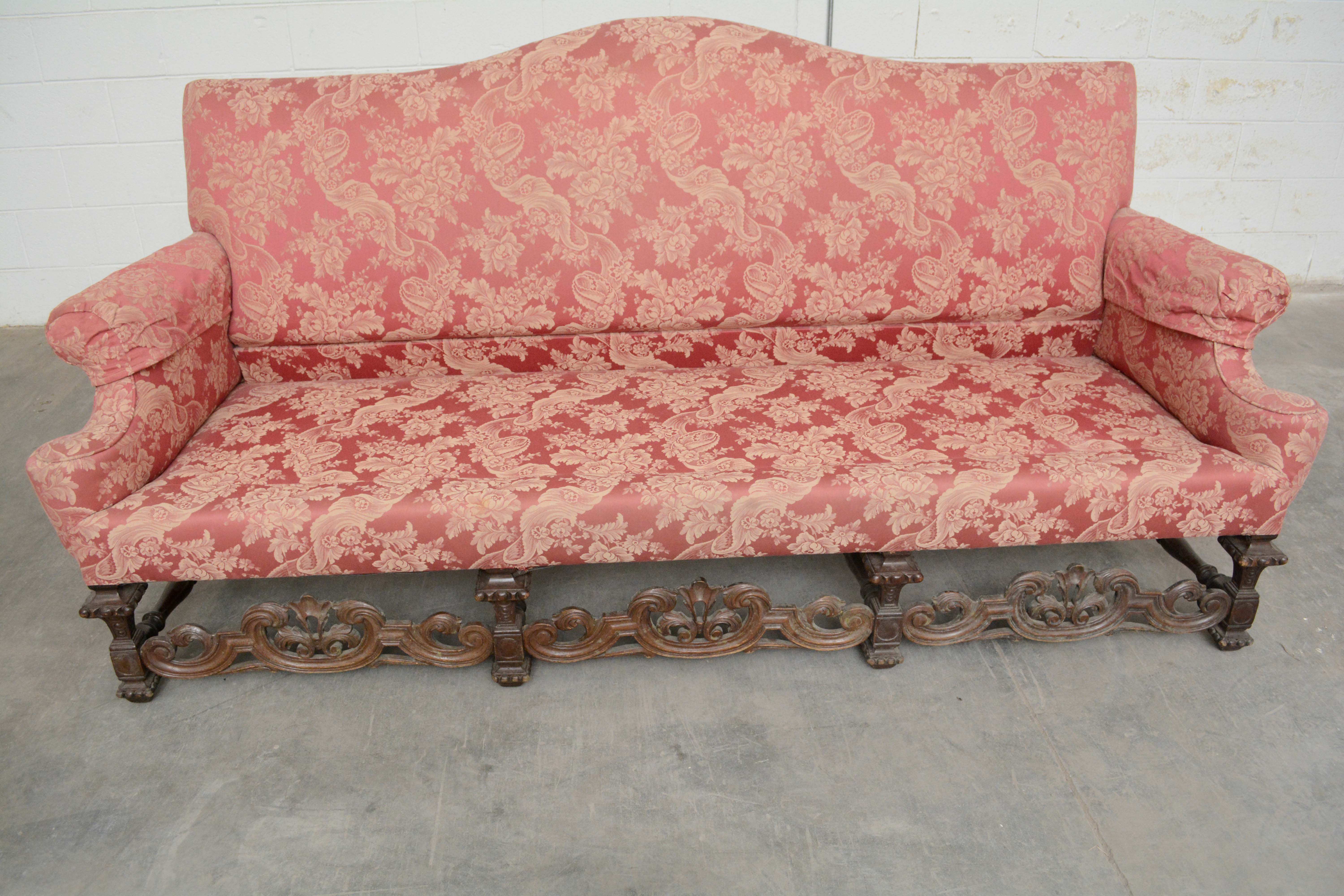 Renaissance Revival Style Upholstered Sofa, Early 20th Century