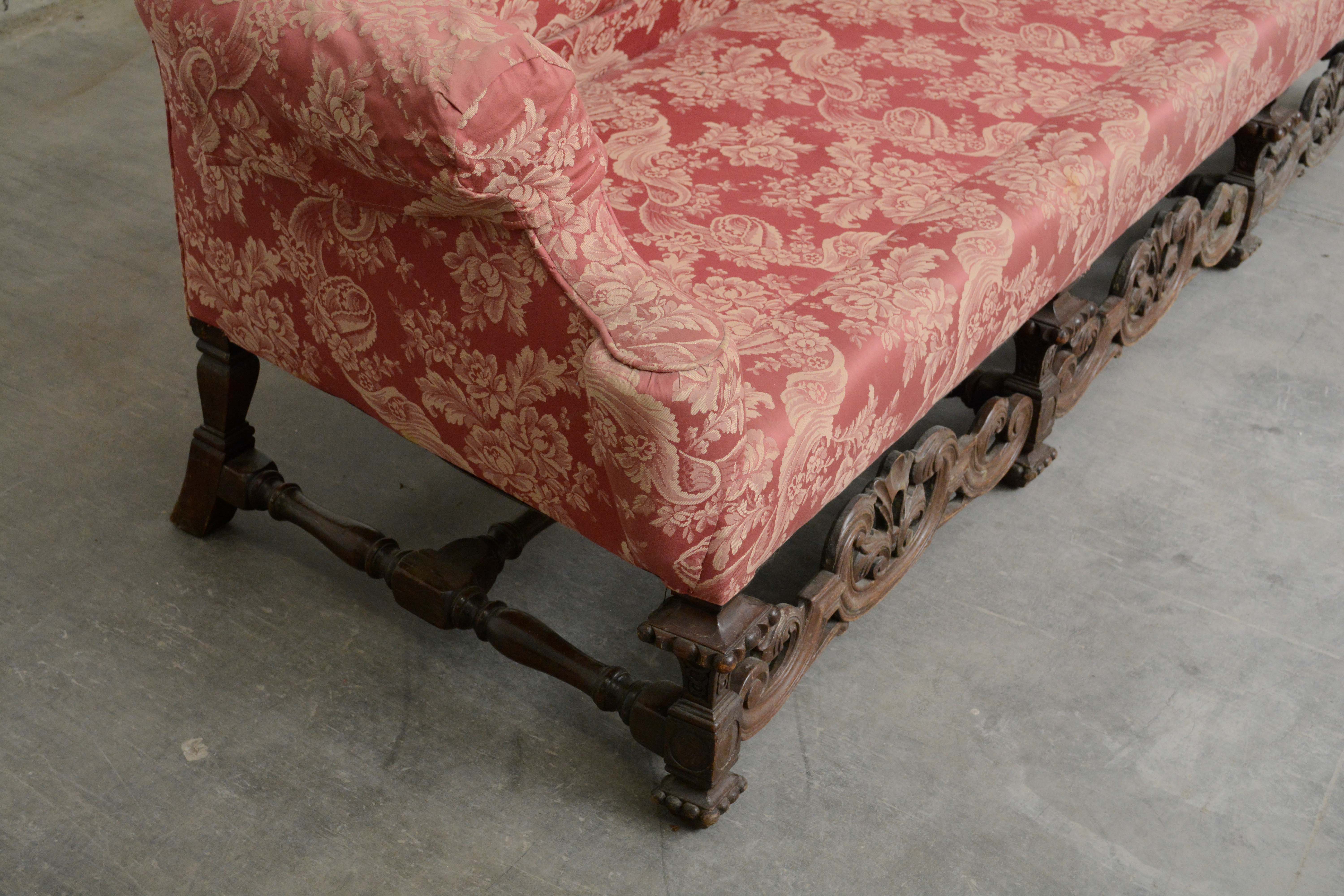 Renaissance Revival Style Upholstered Sofa, Early 20th Century