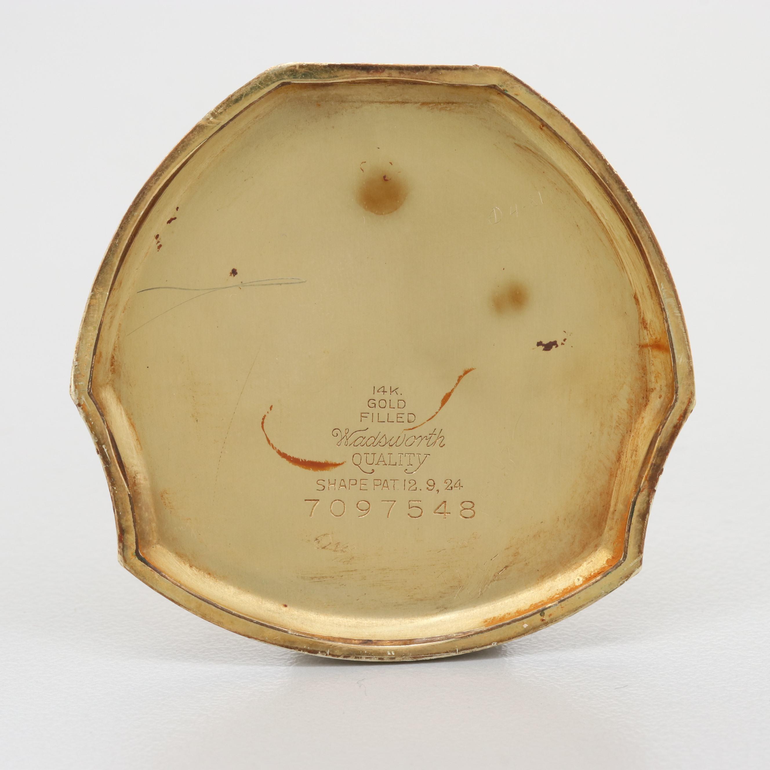 Vintage Gruen Gold Filled Patented Shape Pocket Watch and Time Hill Display