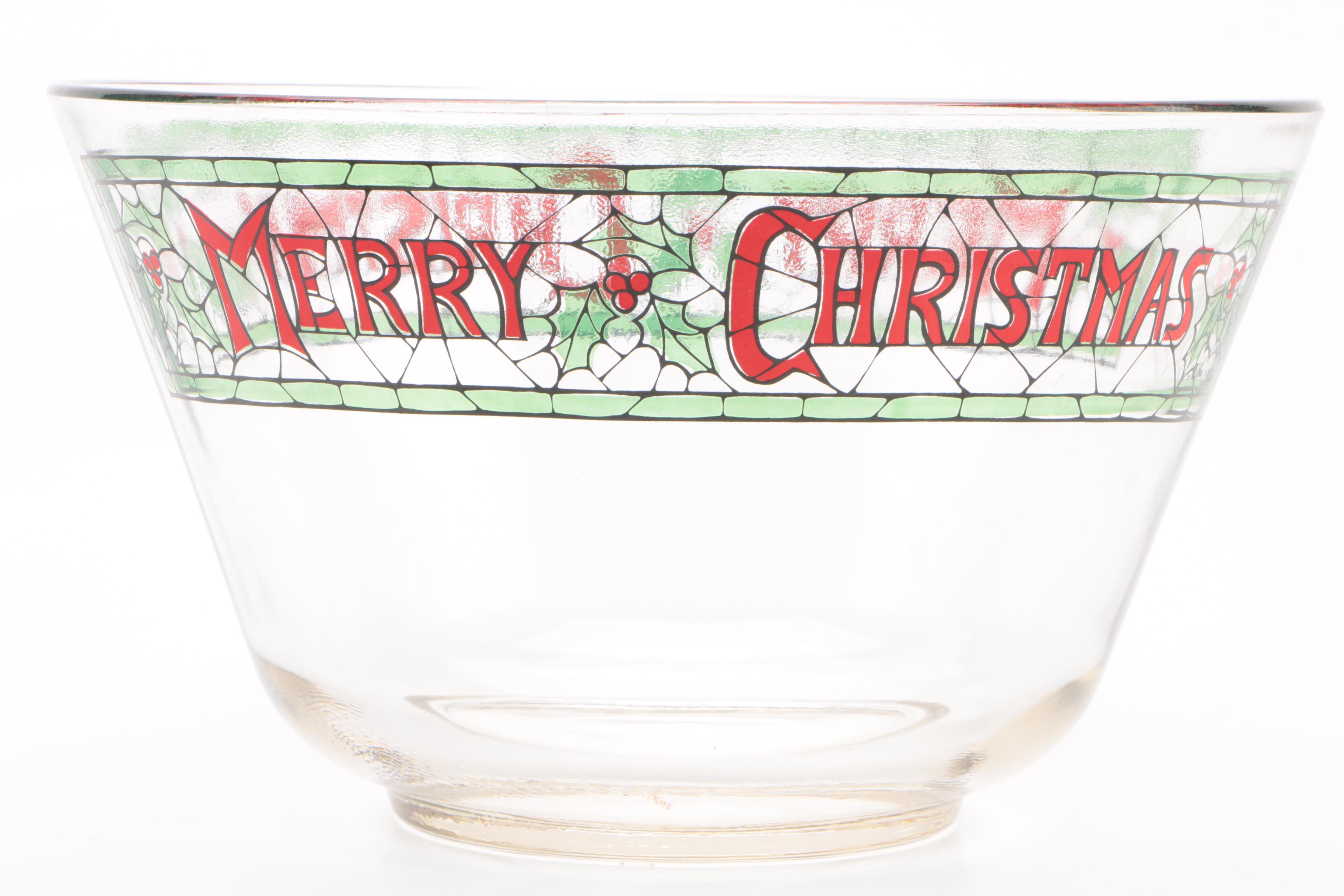 Cera Glass "Merry Christmas" Punch Bowl Set