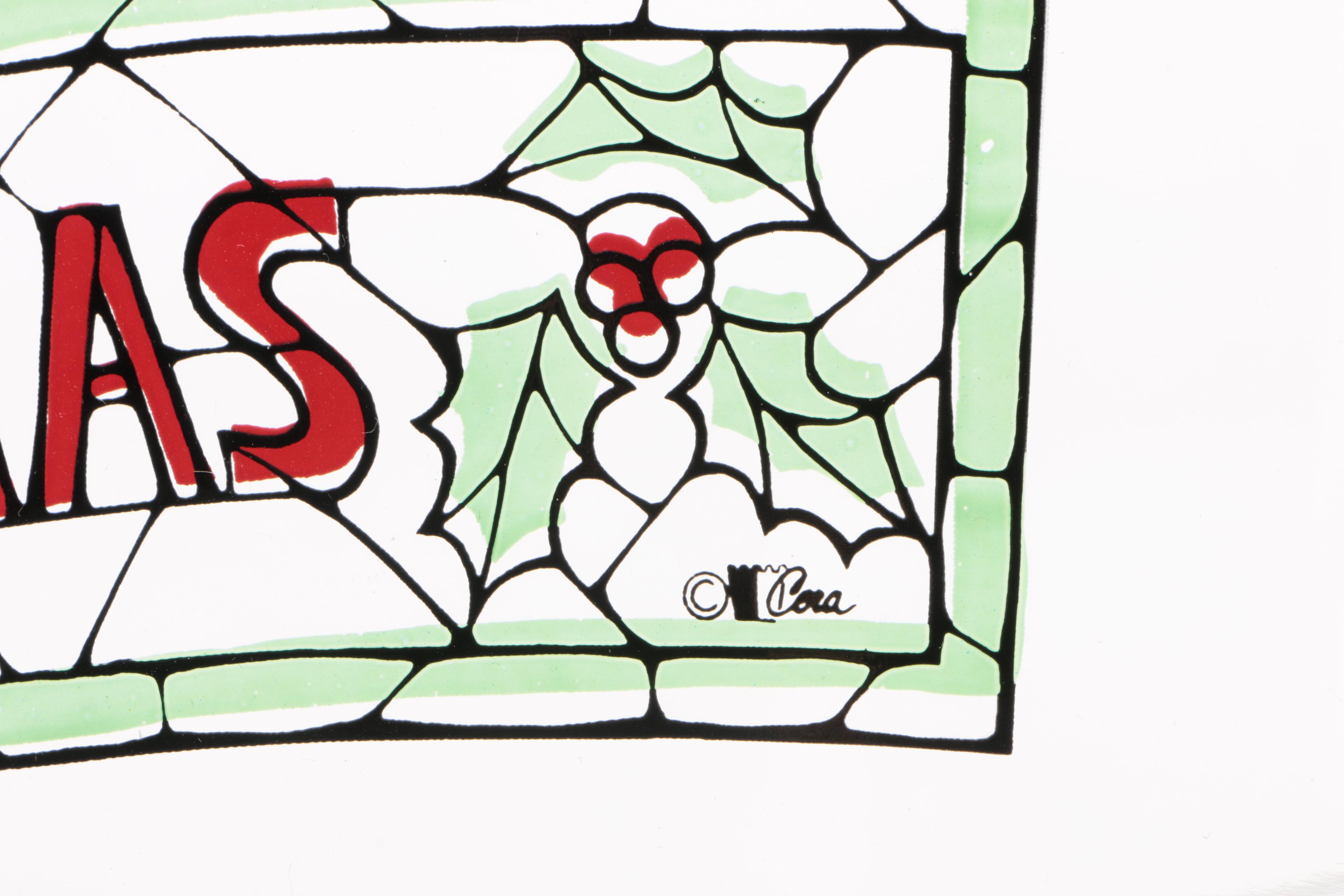 Cera Glass "Merry Christmas" Punch Bowl Set