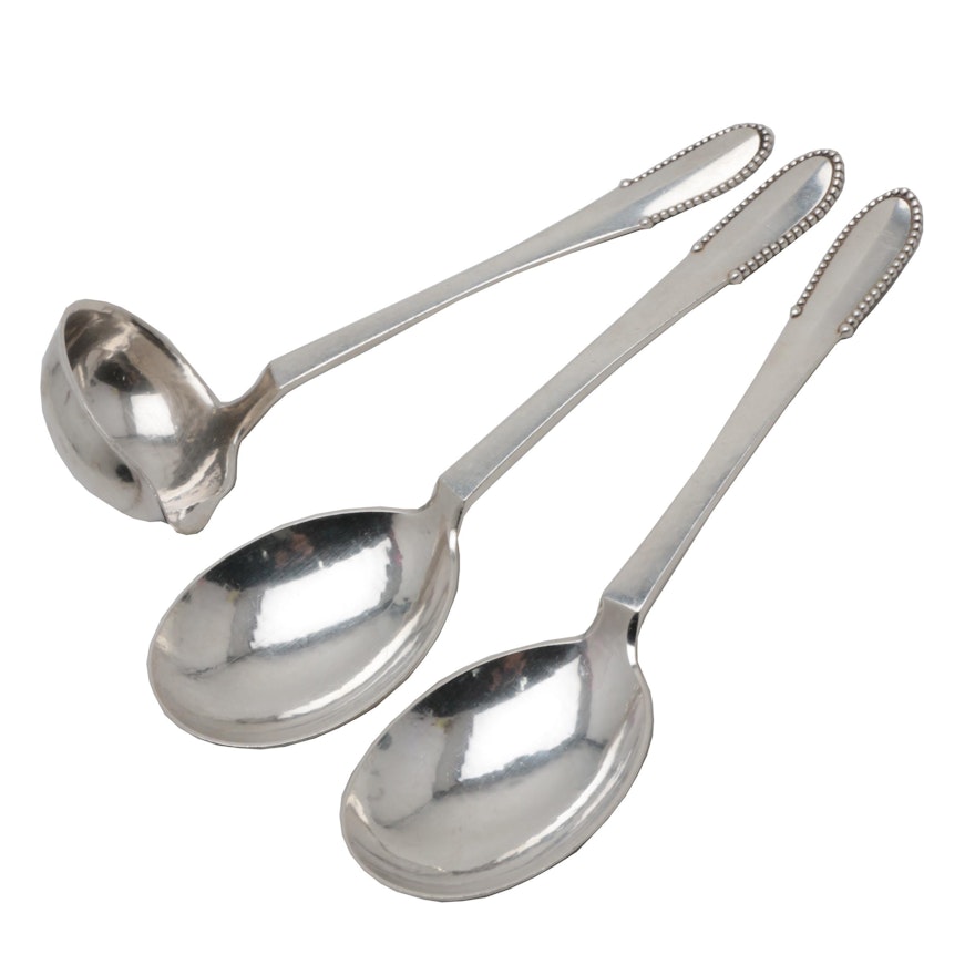 Georg Jensen Sterling Silver "Kugel" Serving Spoons and Ladle