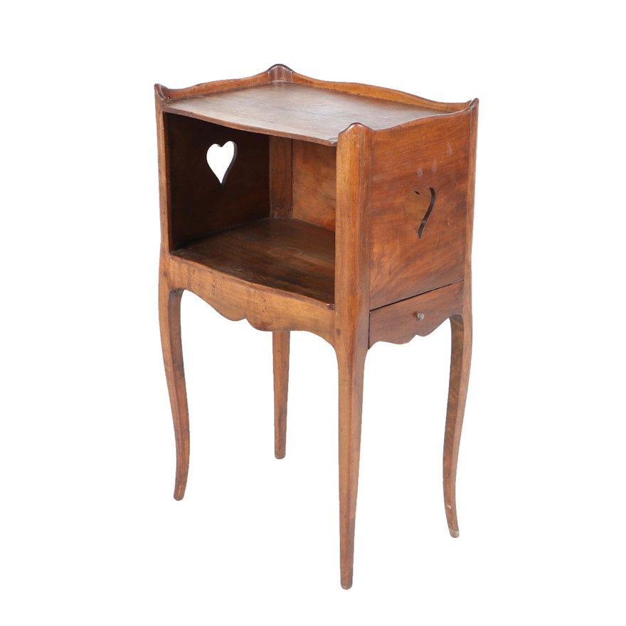 Louis XV Style Walnut Bedside Stand with Drawer, 20th Century