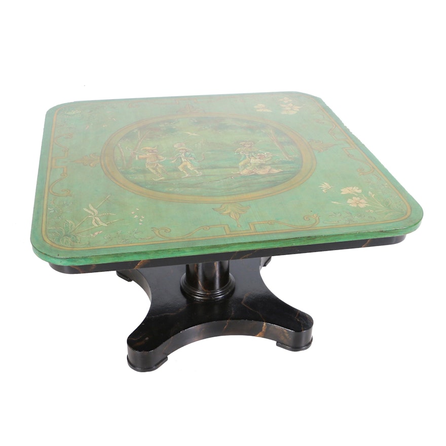 Hand-Painted Table with Adjustable Top by Old Colony Furniture Co., 20th Century