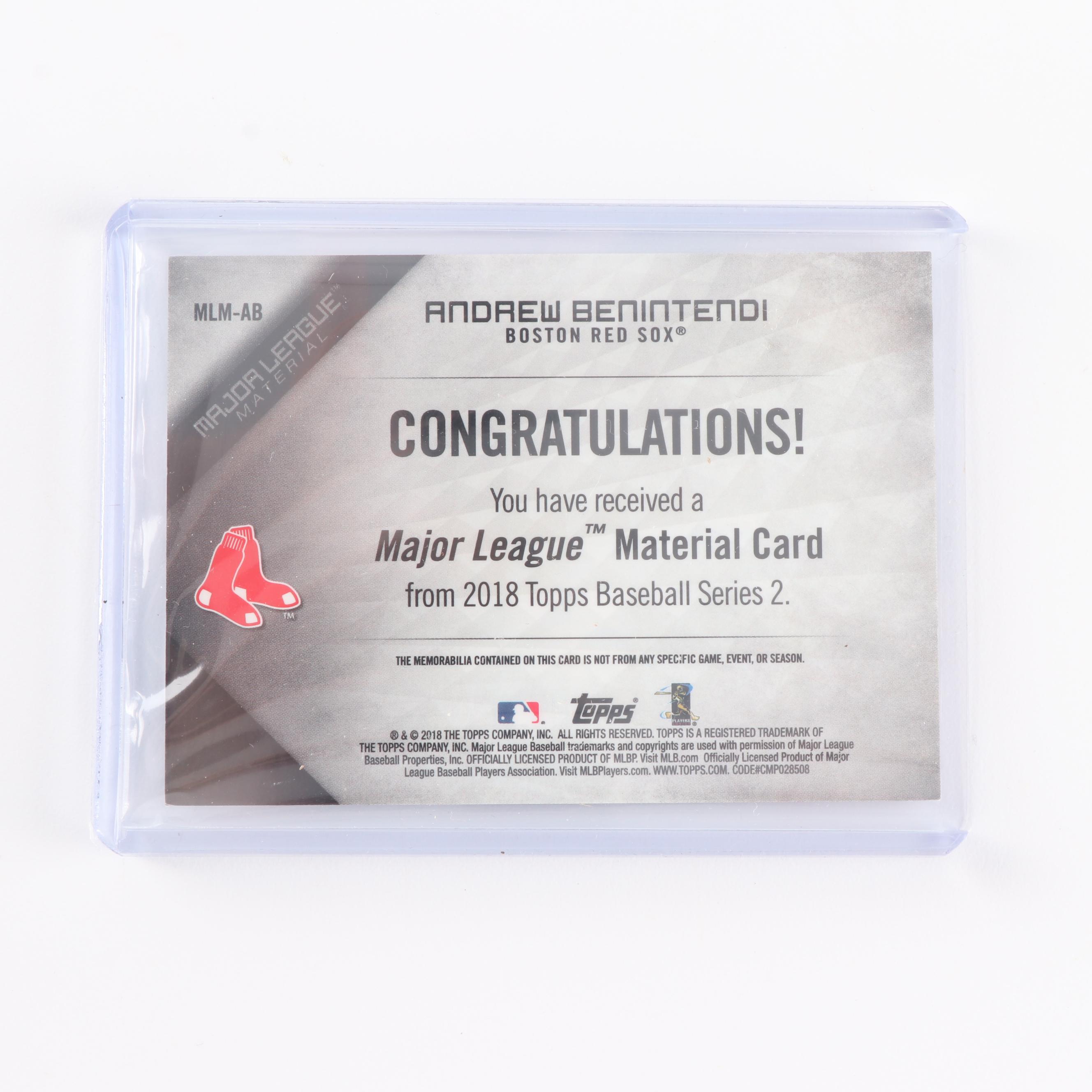 Luke Weaver, Garrett Cooper and Andrew Benintendi Topps Jersey Cards