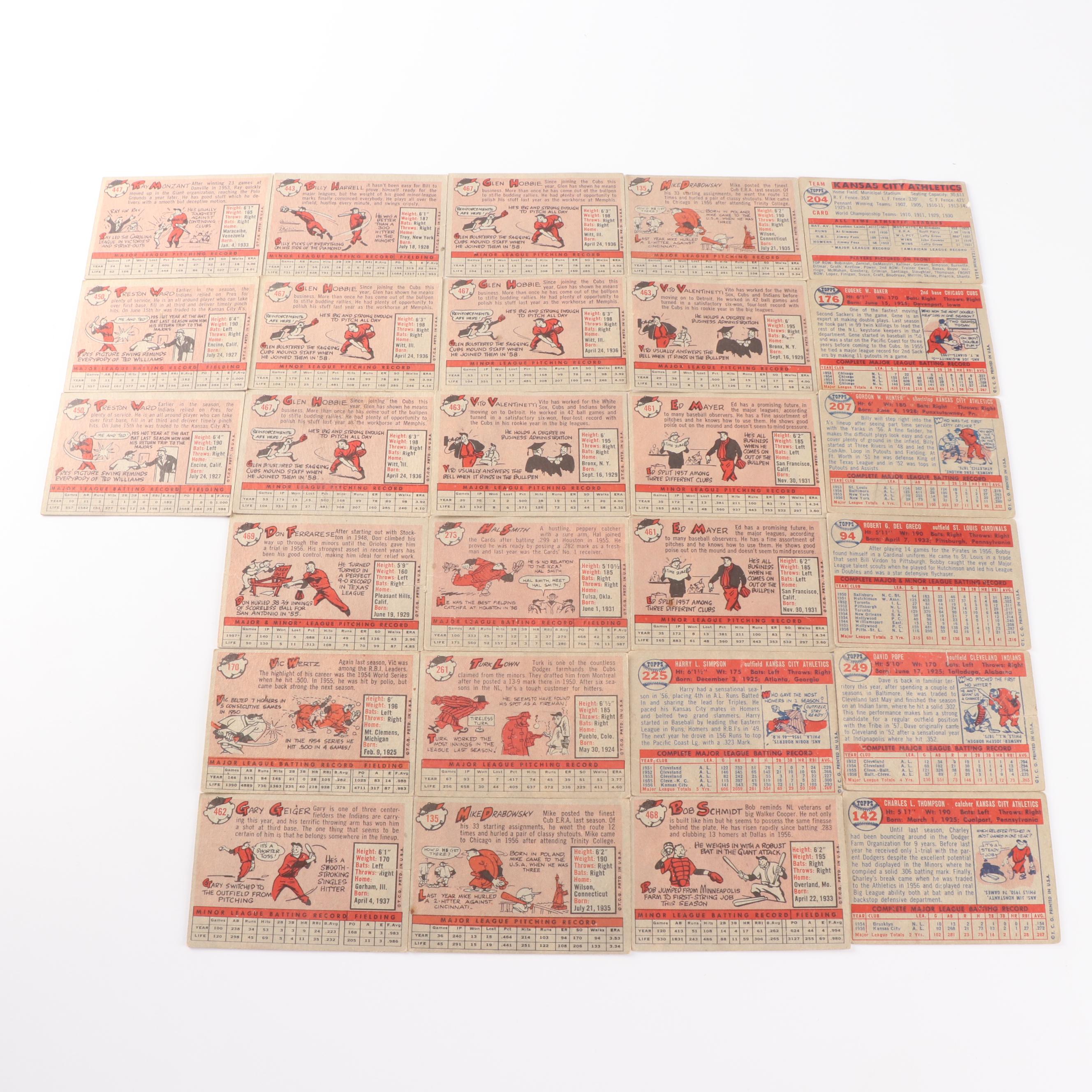 1957-1958 Topps Baseball Cards including Preston Ward