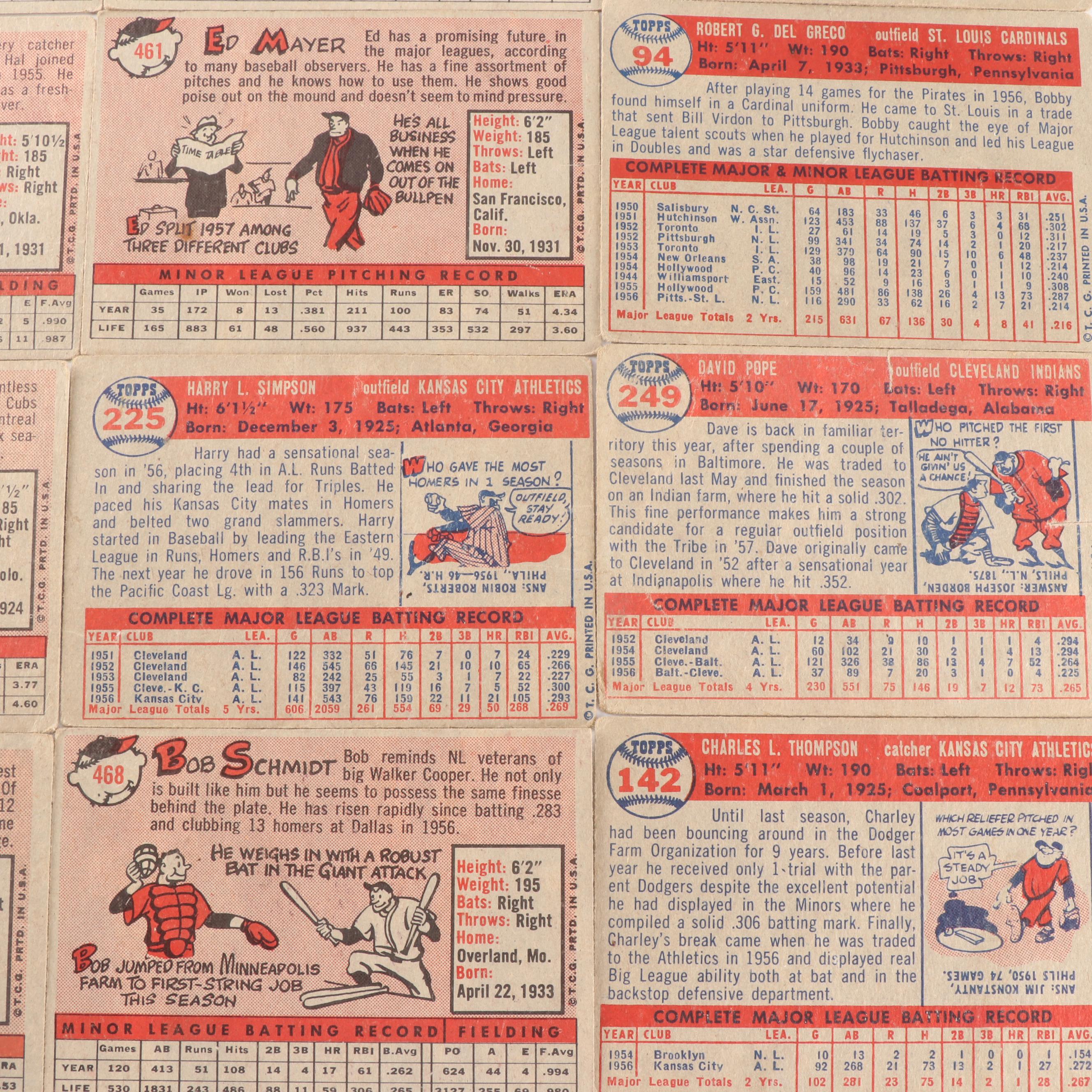 1957-1958 Topps Baseball Cards including Preston Ward