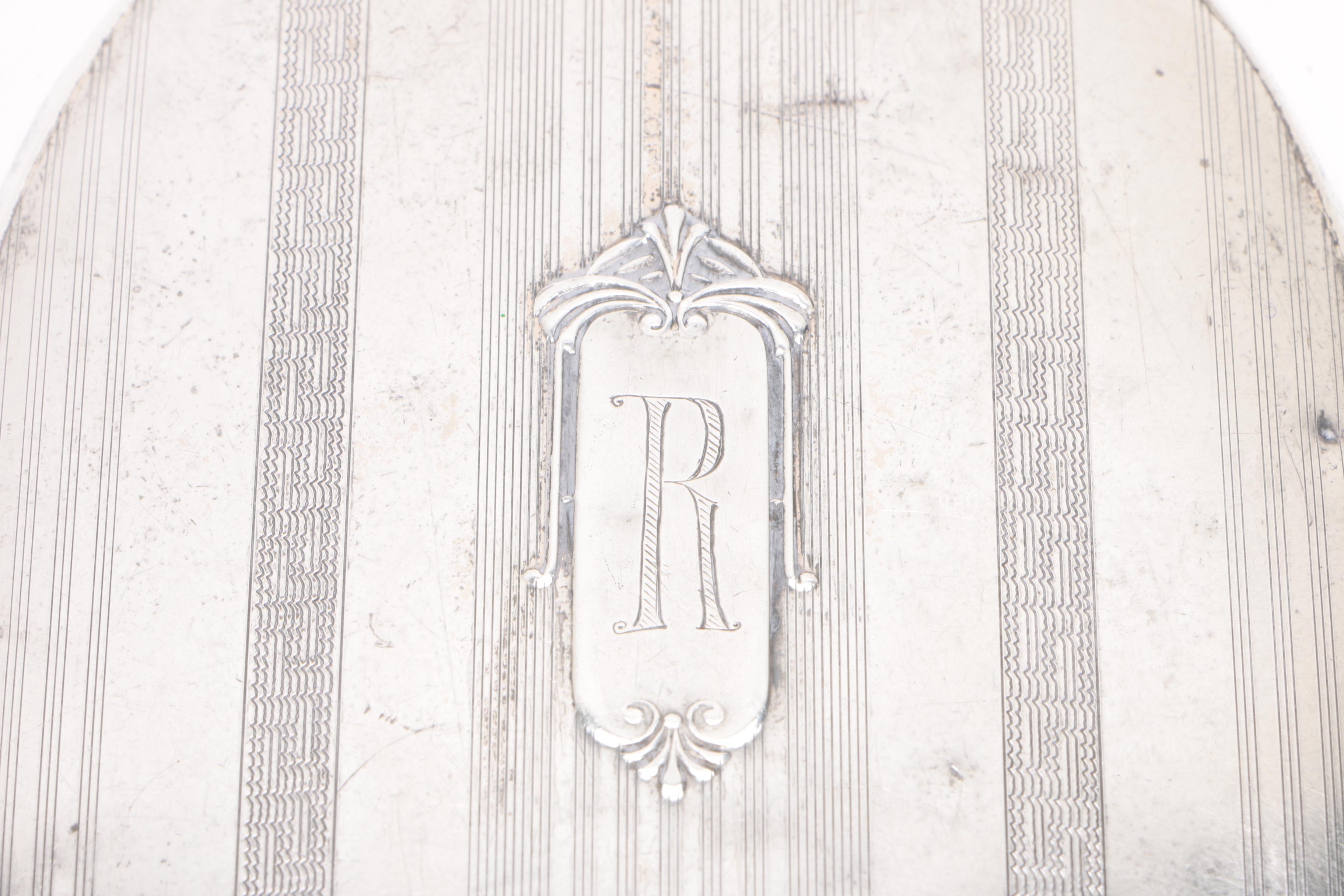 Victorian Saart Bros. Sterling Hand Mirror with Silver Plate Vanity Accessories