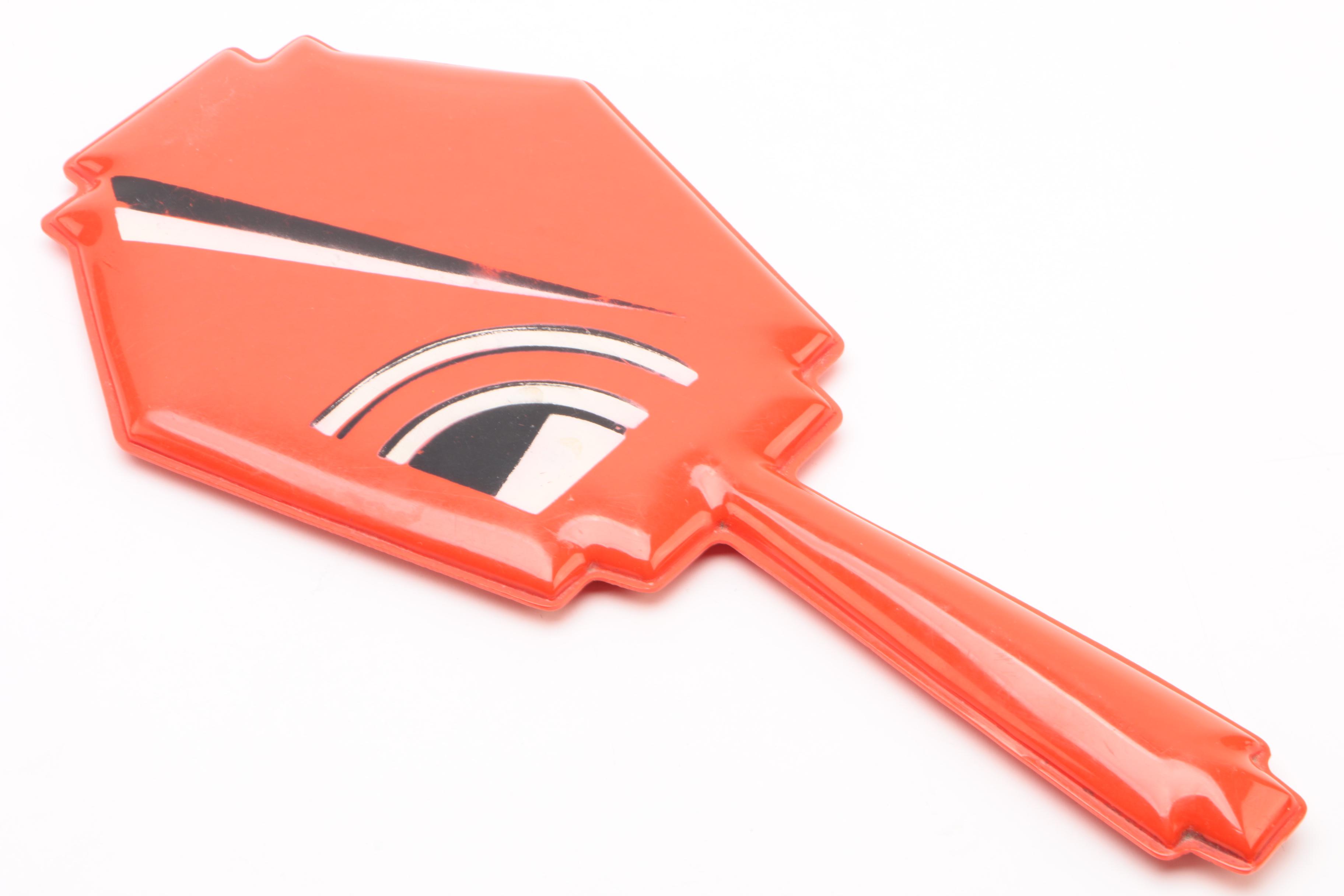 Art Deco Red Hand Mirror, circa 1920-30s