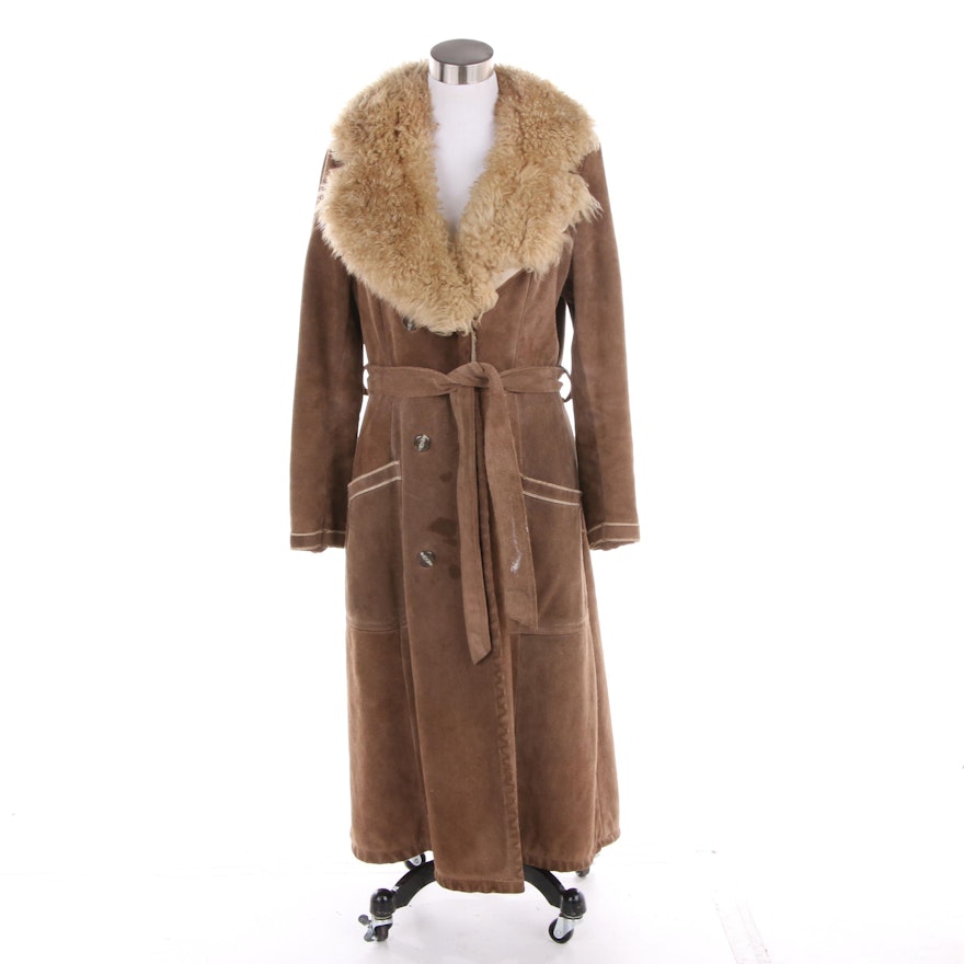 Women's Vintage Lord & Taylor Brown Suede and Shearling Coat